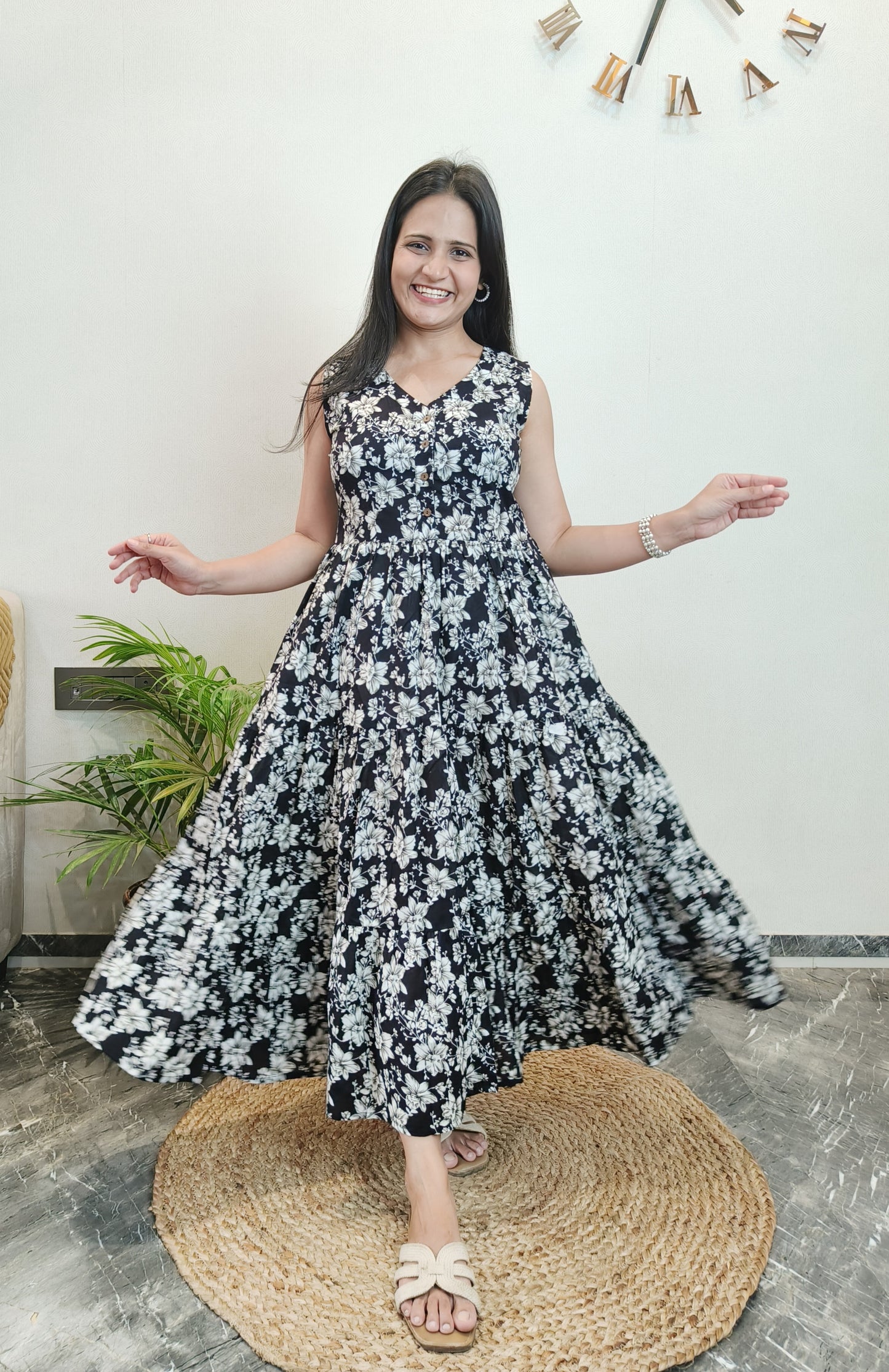 "Abha" Floral Summer Pure Cotton Dress