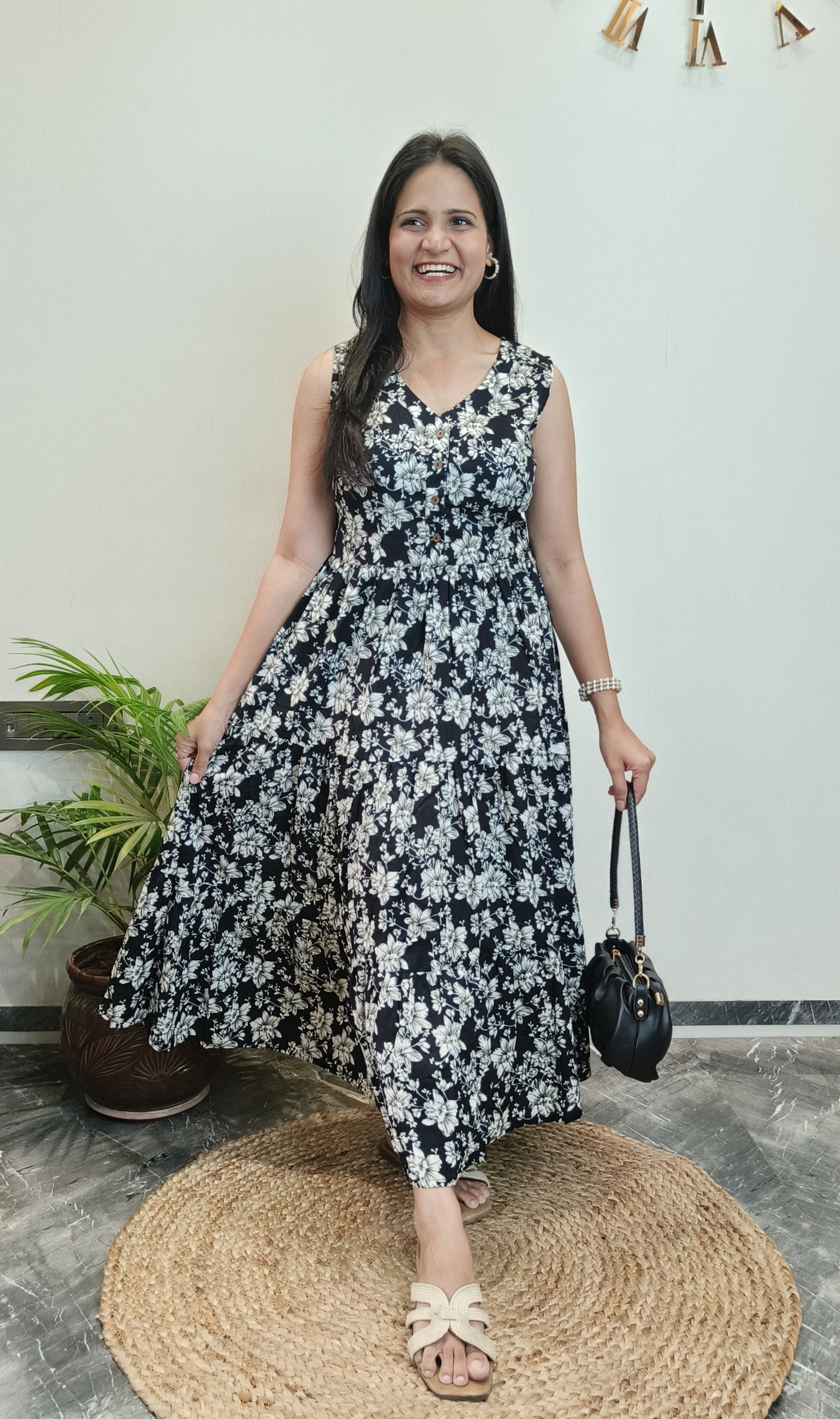 "Abha" Floral Summer Pure Cotton Dress