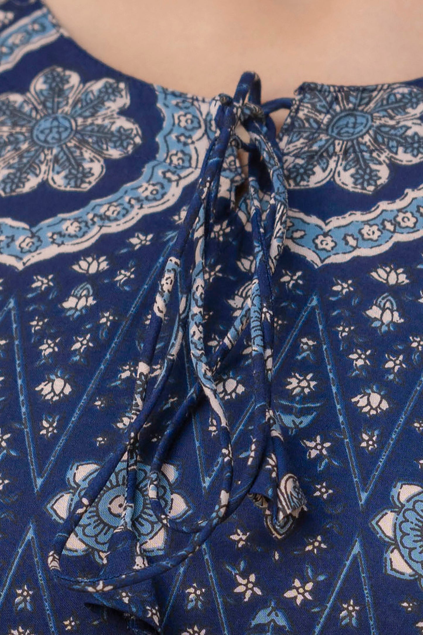 Free "Adya" Royal Blue Pure Cotton Umbrella Dress