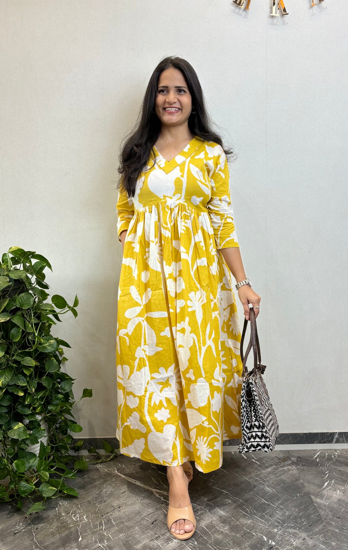 "Anika" Floral Printed Pure Cotton Kurta cum Dress