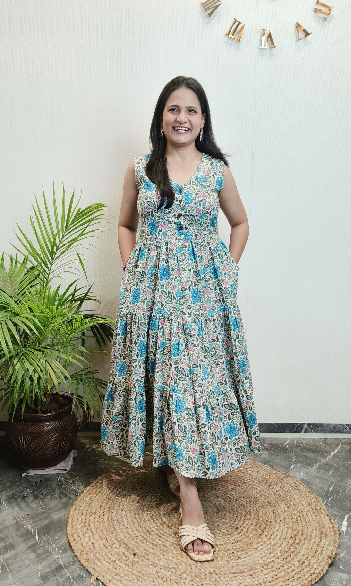 "Avni" Floral Summer Pure Cotton Dress