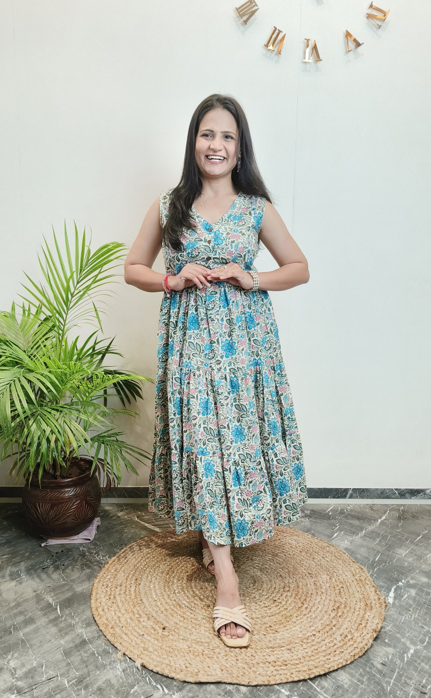 "Avni" Floral Summer Pure Cotton Dress