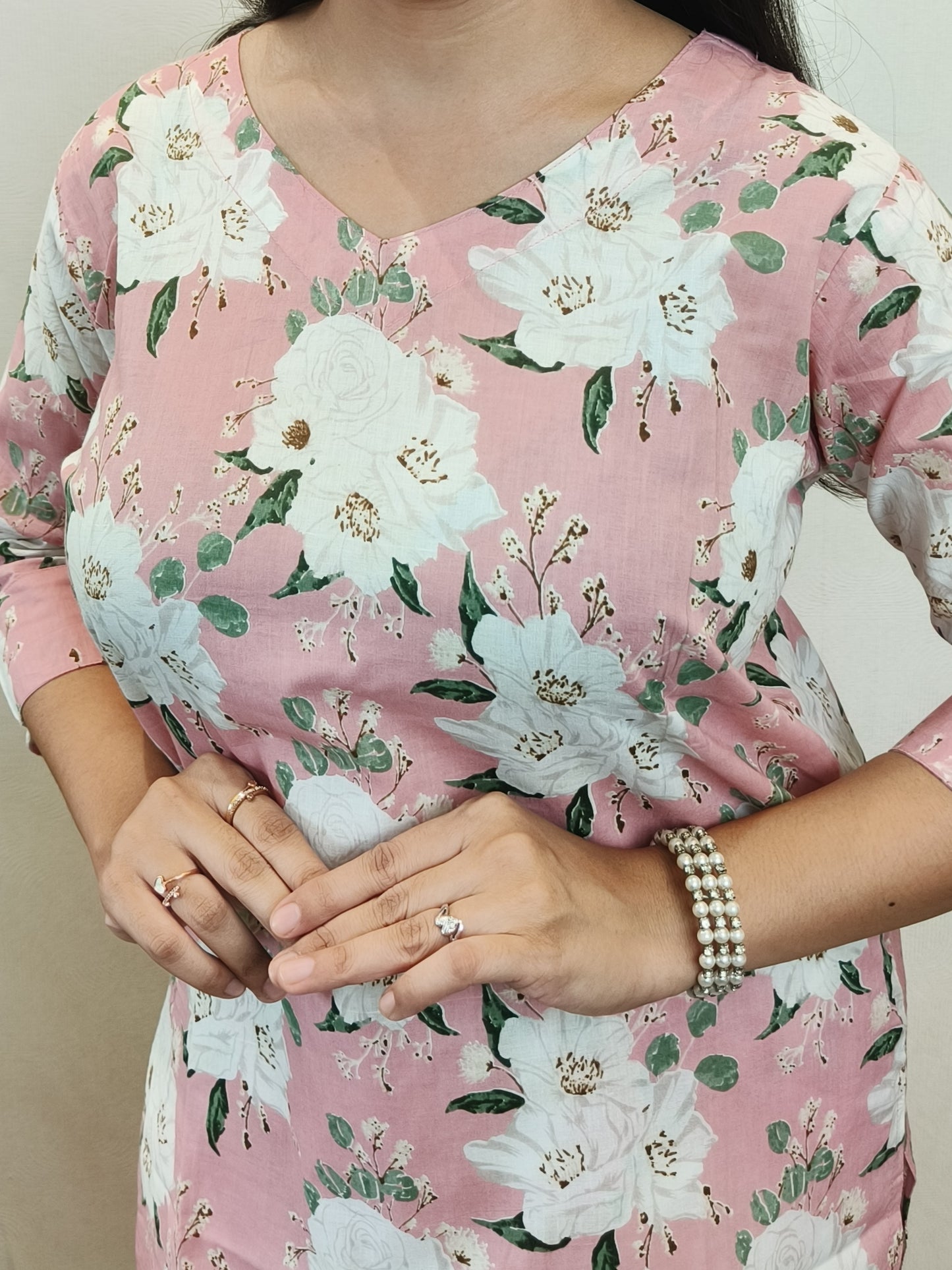 Baby Pink Floral Pure Cotton Co-ord Set