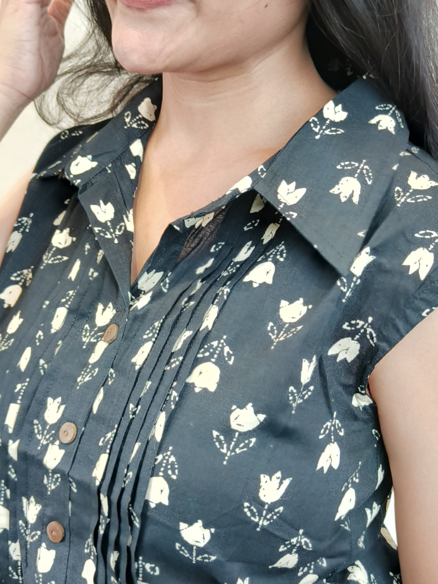 Black Tulips Pintex Short Kurta