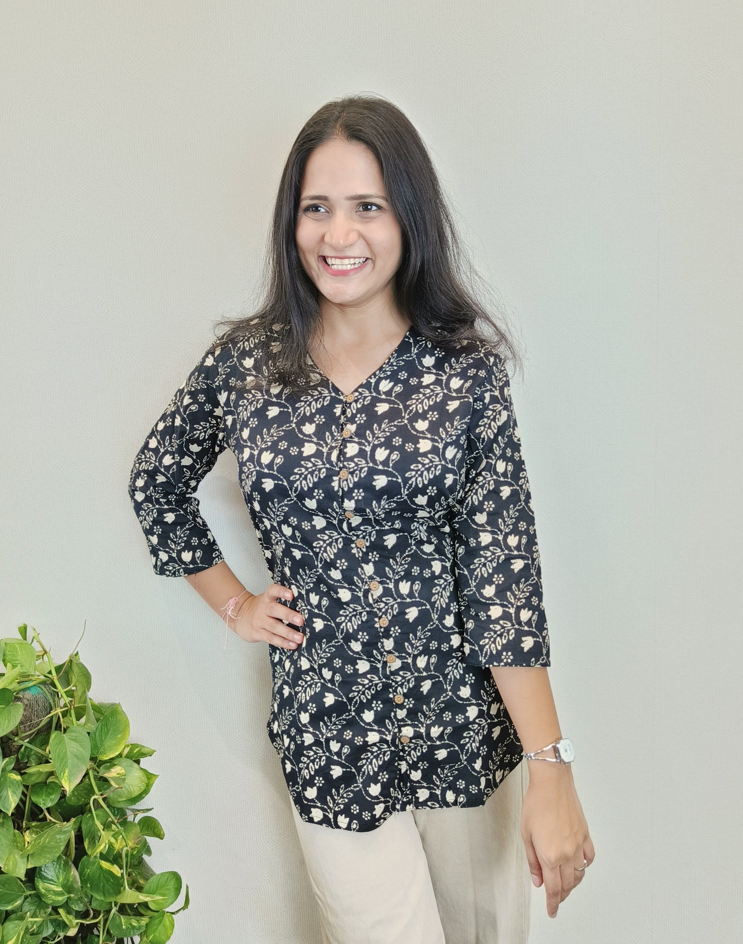 Black Floral Printed Shirt