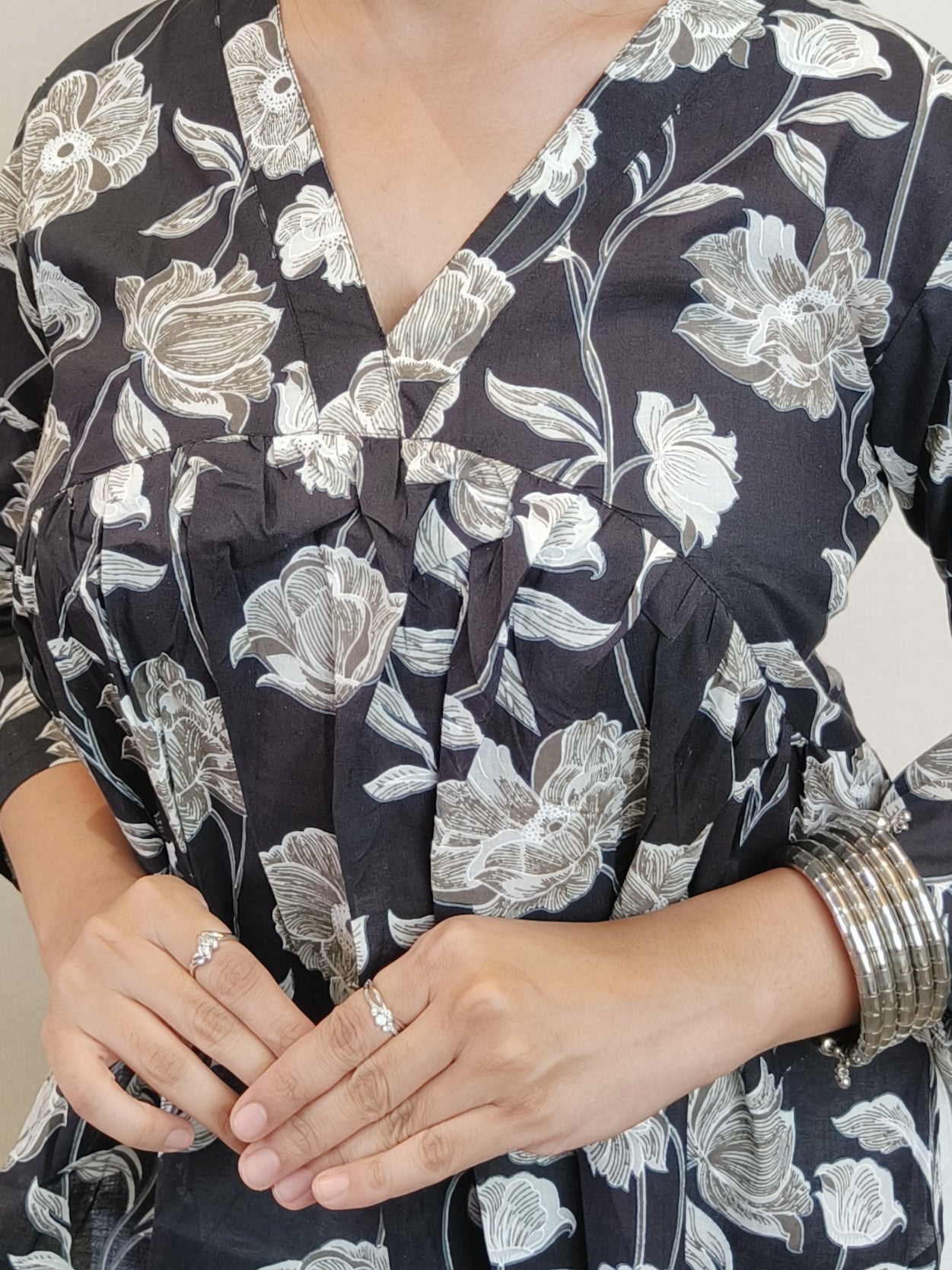 Black floral fantasy Alia Top