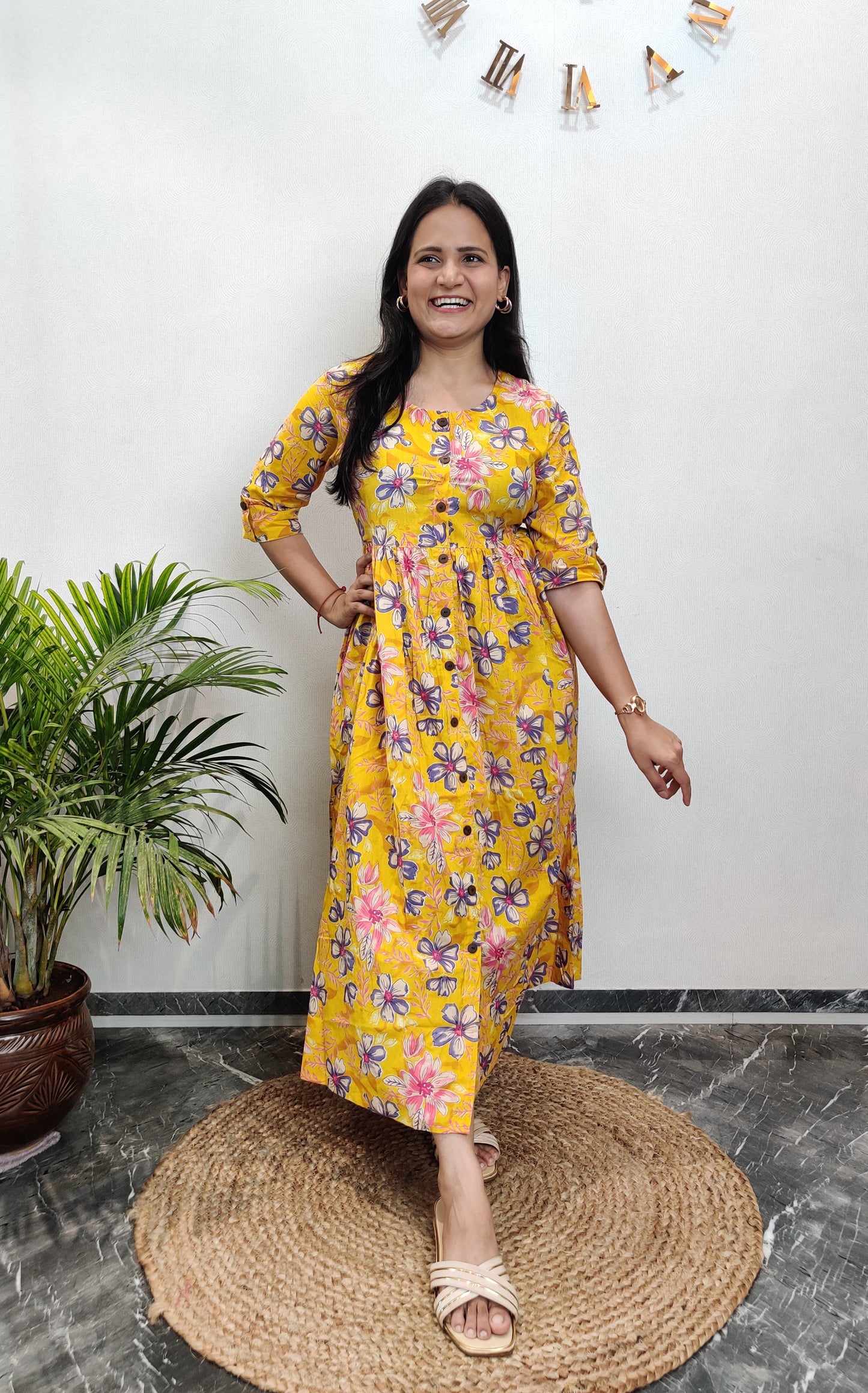 "Brinda" Floral Pure Cotton Summer Dress
