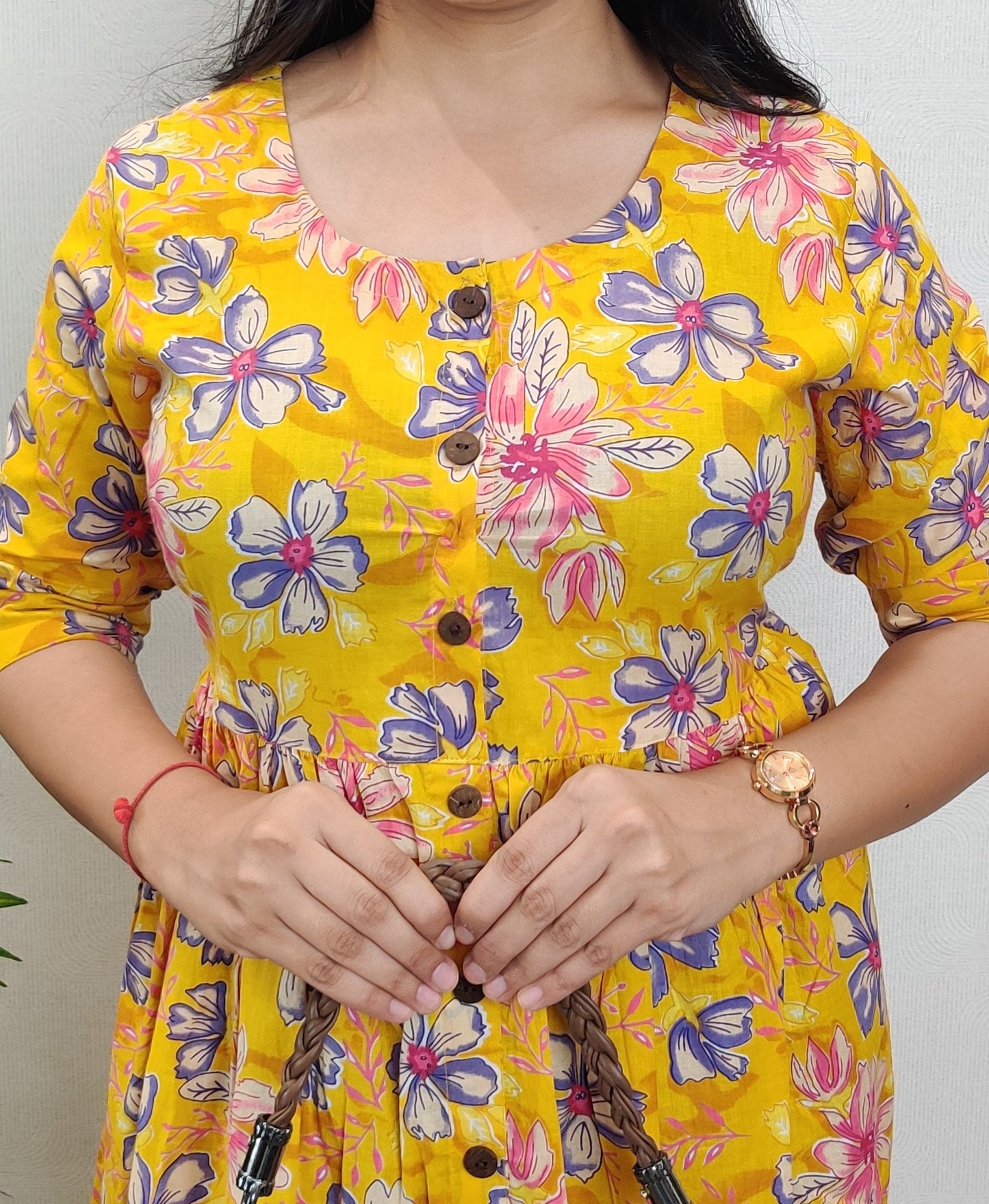 "Brinda" Floral Pure Cotton Summer Dress