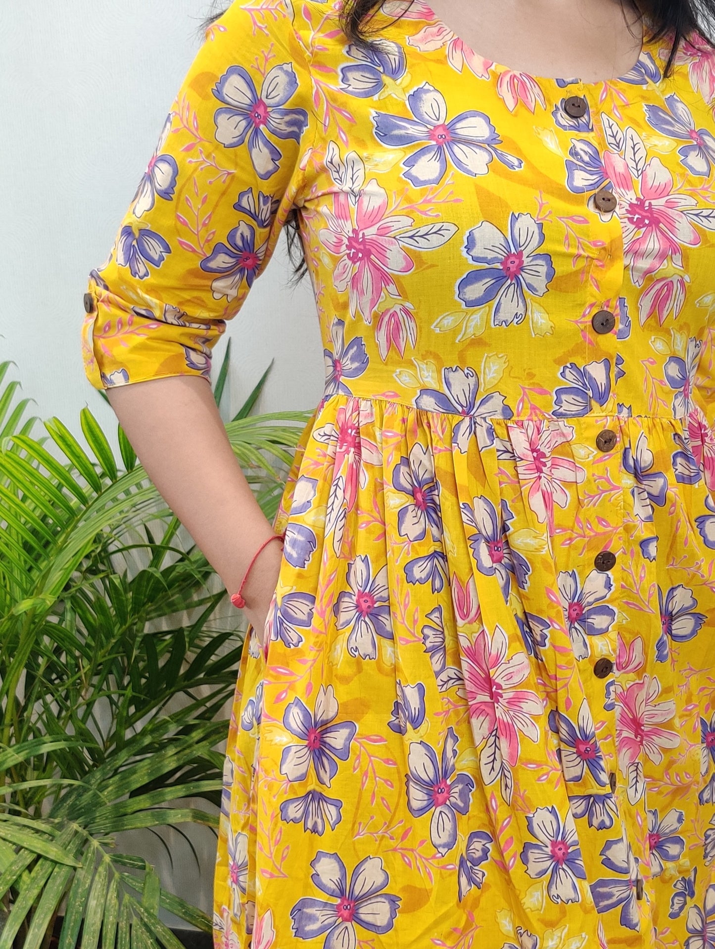 "Brinda" Floral Pure Cotton Summer Dress