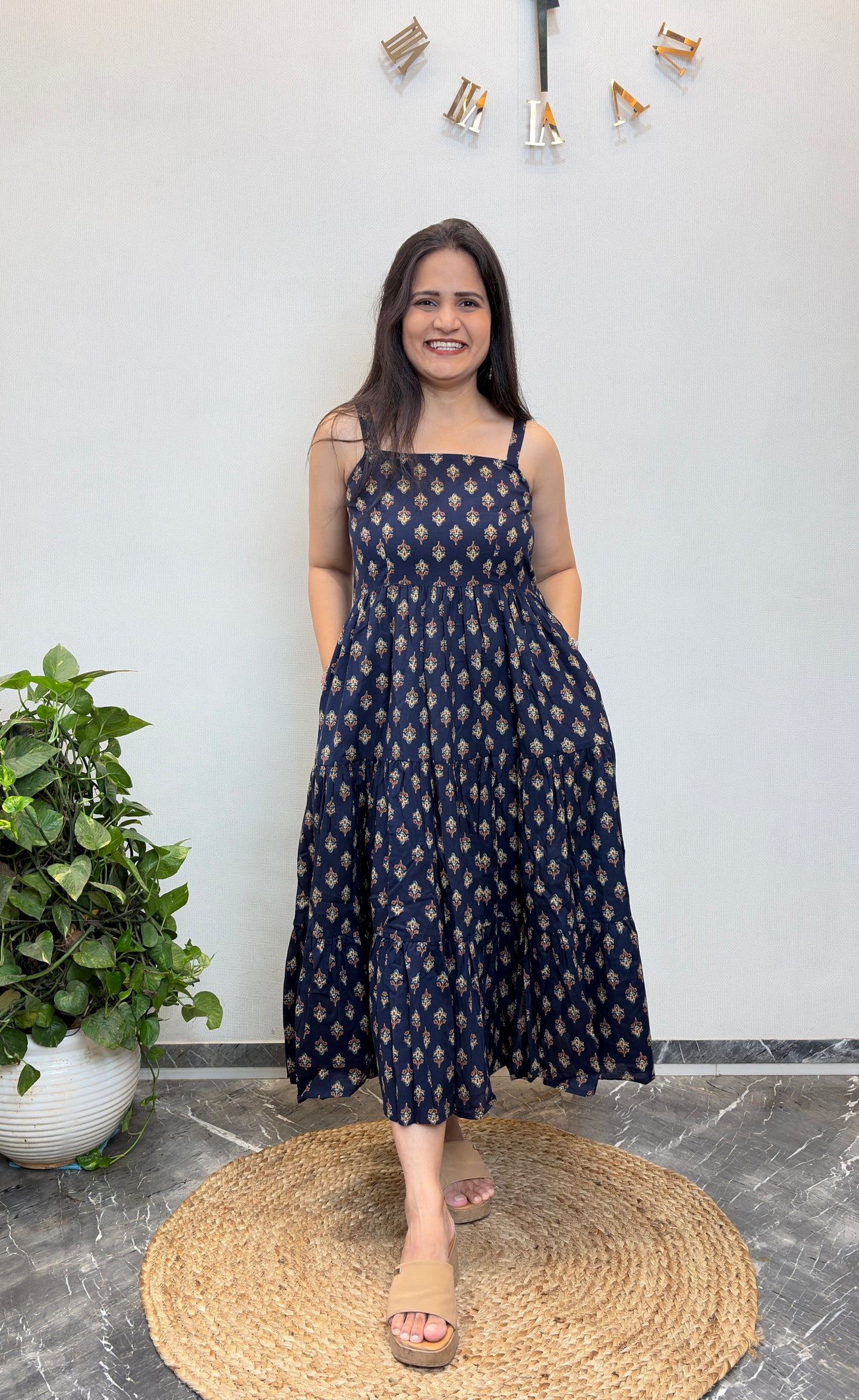 "Chaahat" Floral Cotton Dress with Printed Jacket