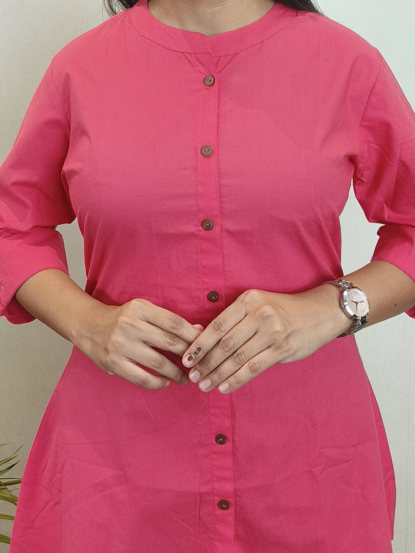 Cherry Tomato Cotton Poplin Short Kurta