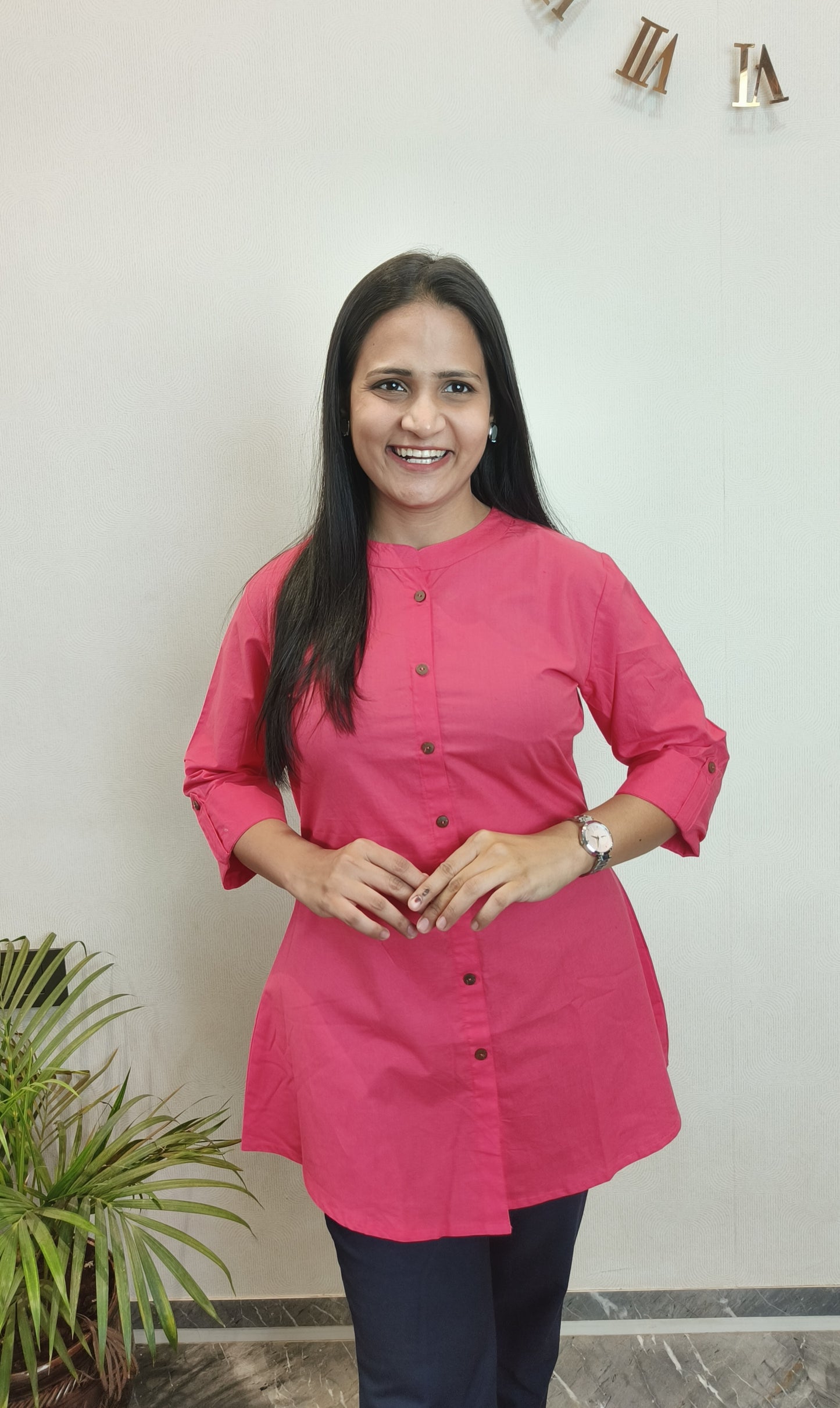 Cherry Tomato Cotton Poplin Short Kurta