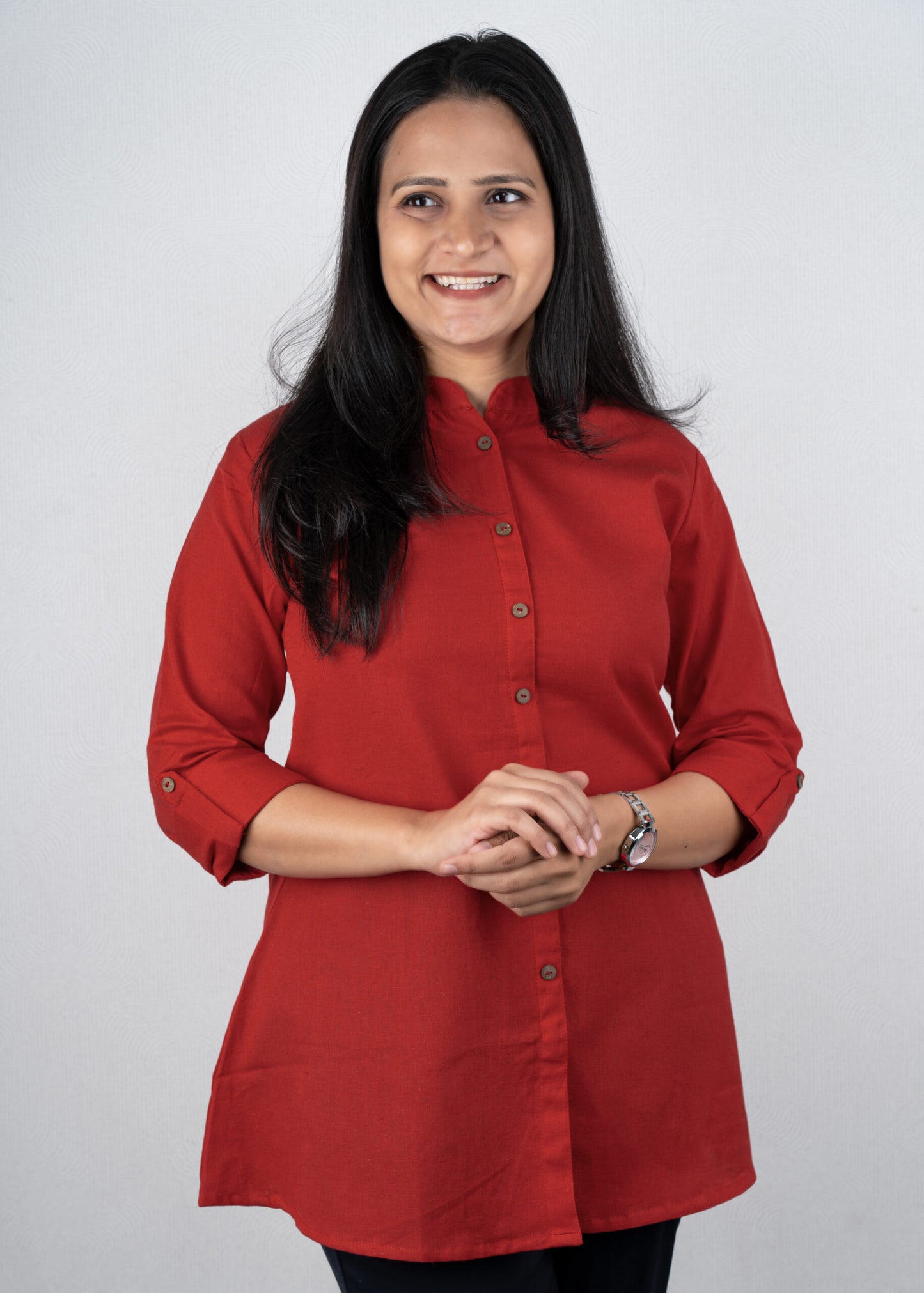 Crimson Red Cotton Flex Short Kurta