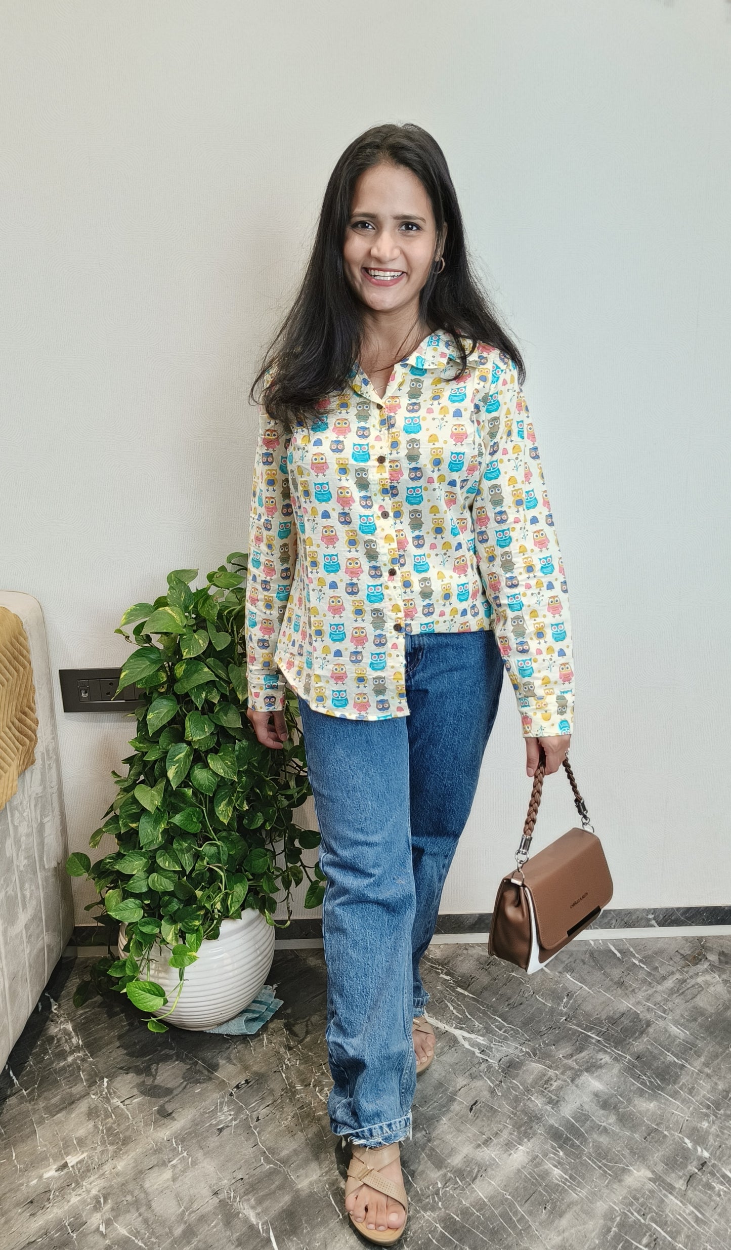 Cute Owl Print Shirt