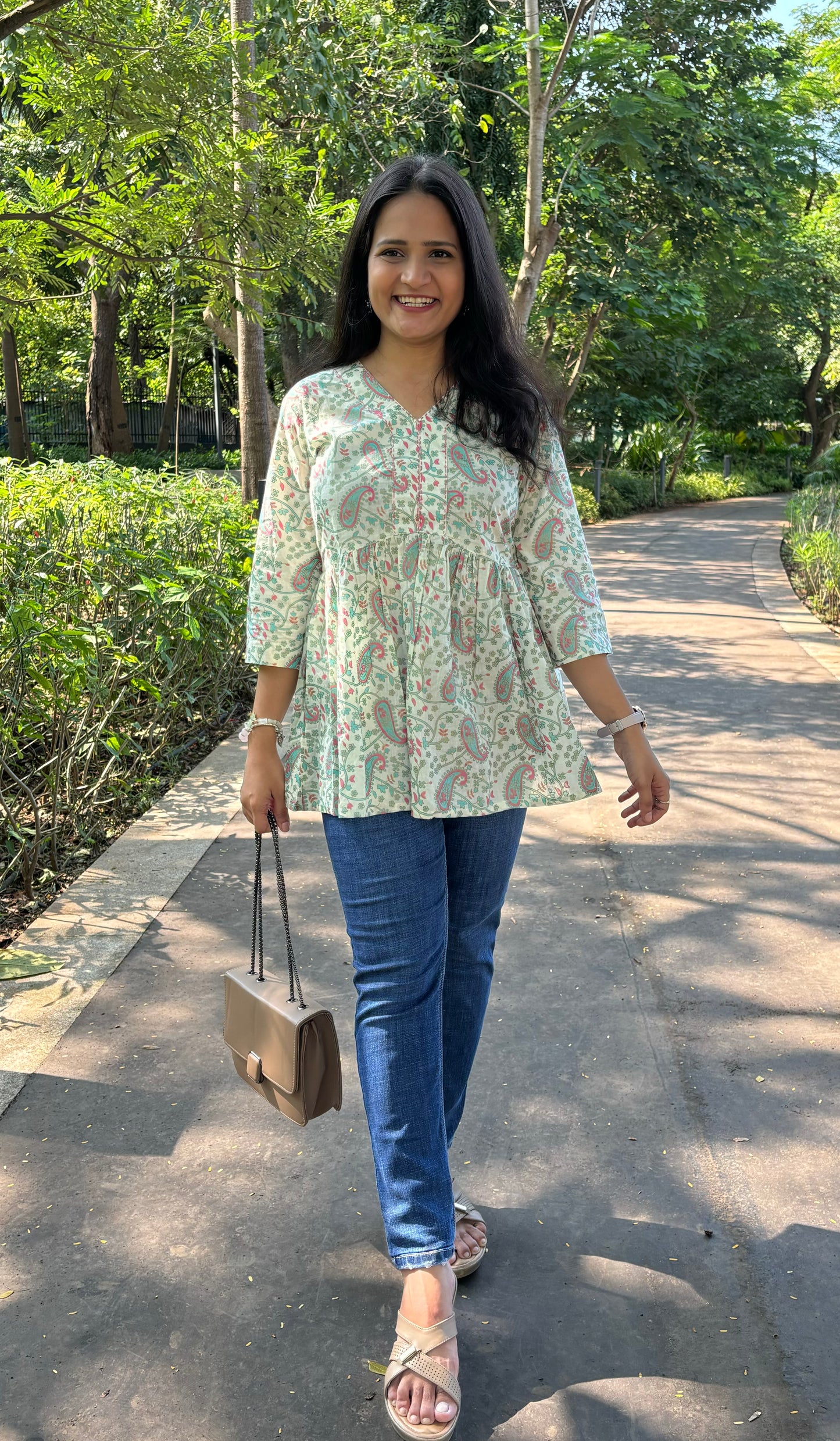 Cute Paisley Peplum Top with Kantha work