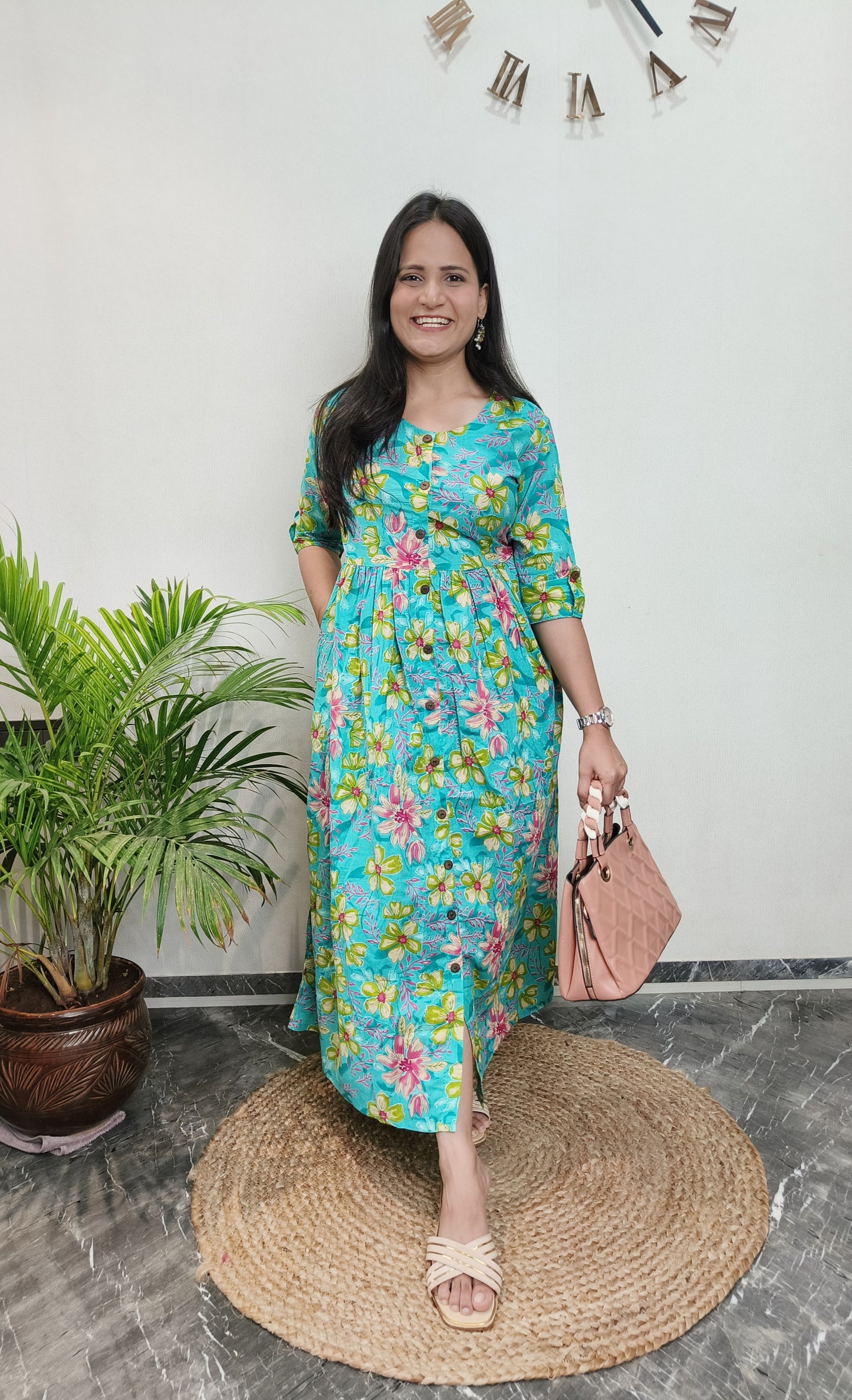 "Devki" Floral Pure Cotton Summer Dress