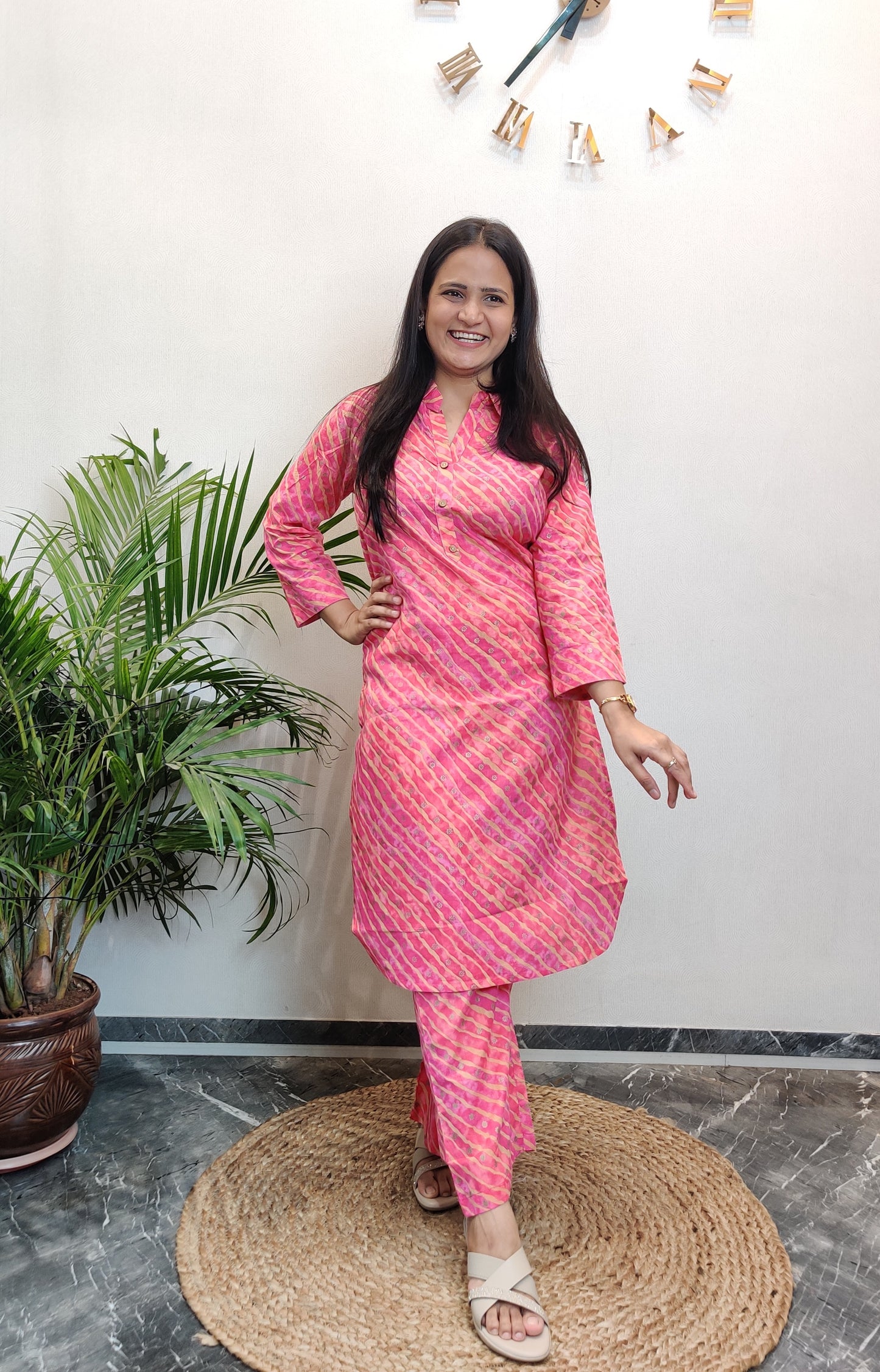 Festive Pink Lehriya Co-ord Set
