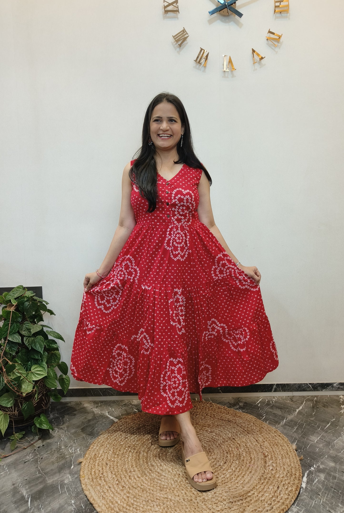 "Hrida" Bandhej Summer Pure Cotton Dress