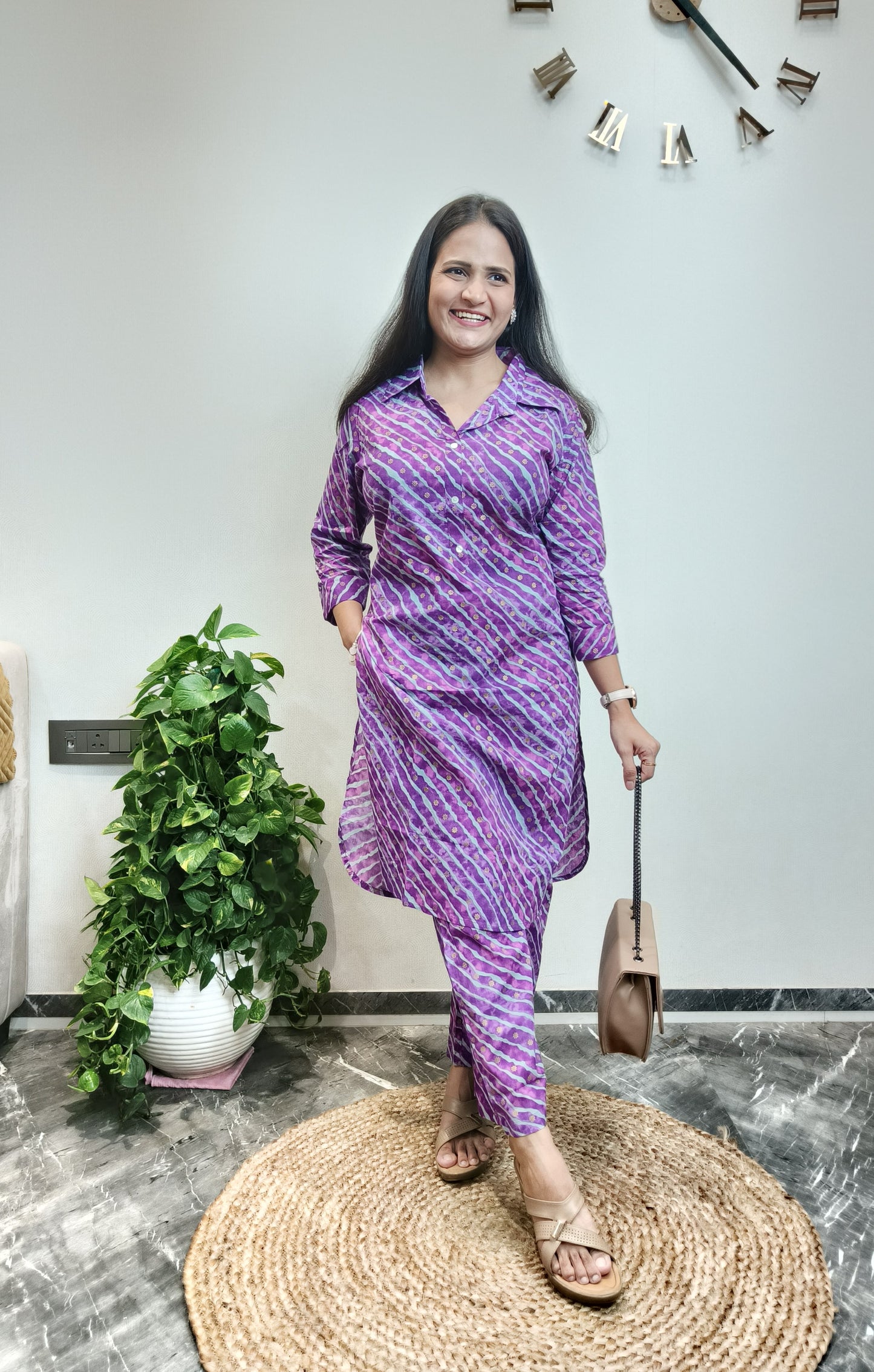 Festive Purple Lehriya Co-ord Set