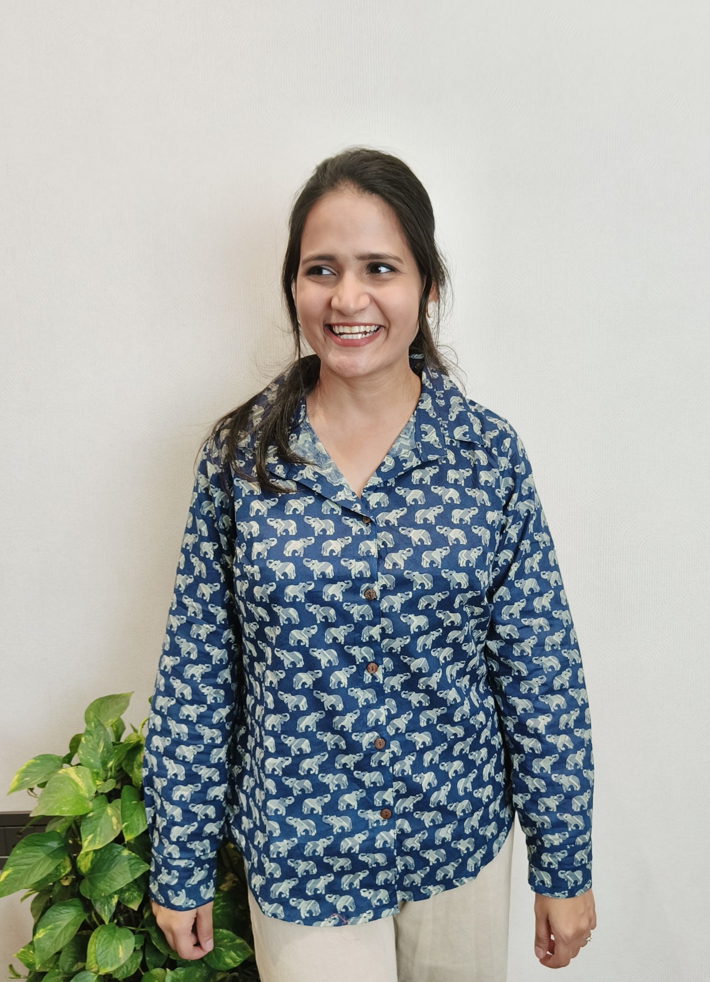 Indigo Ele Print Shirt