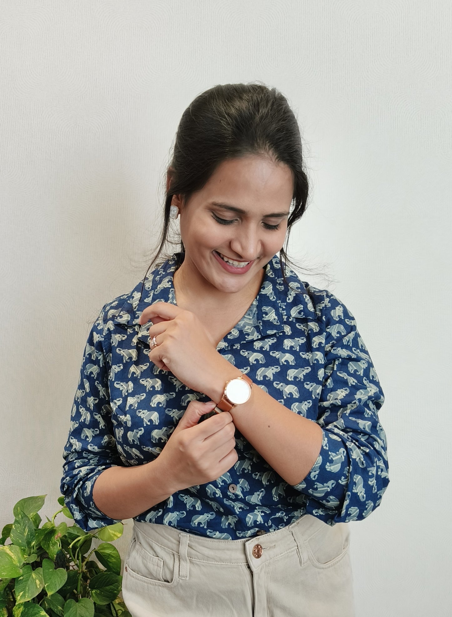Indigo Ele Print Shirt
