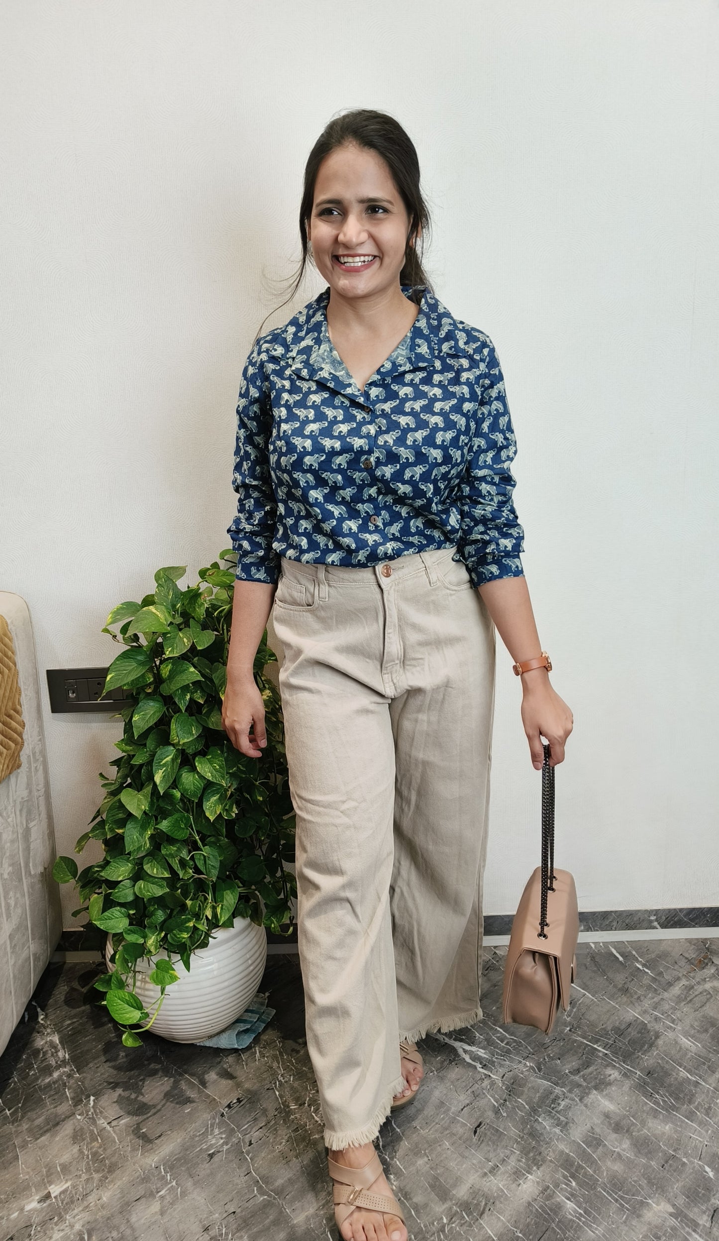 Indigo Ele Print Shirt