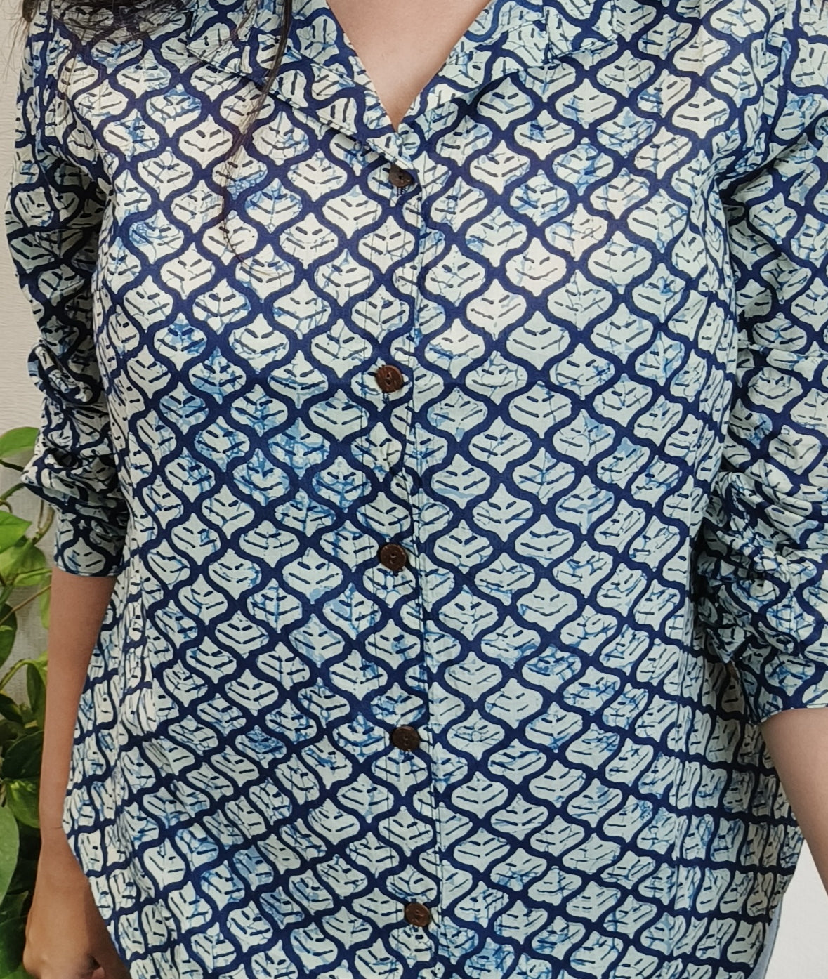 Indigo Ogee Print Shirt