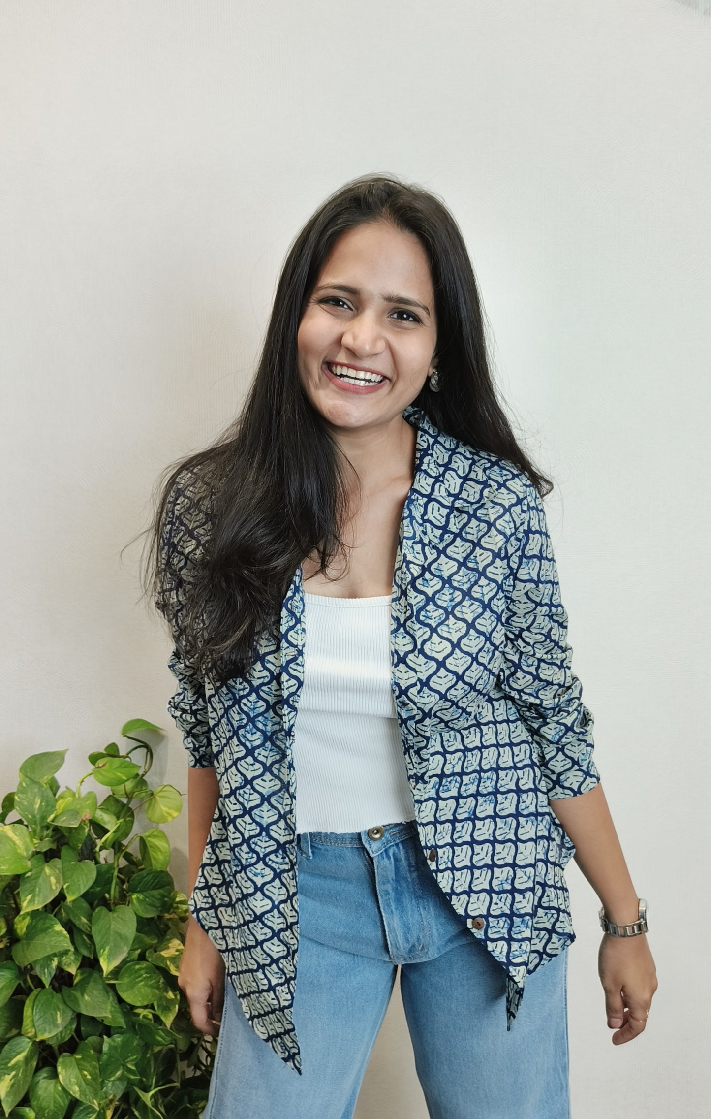 Indigo Ogee Print Shirt