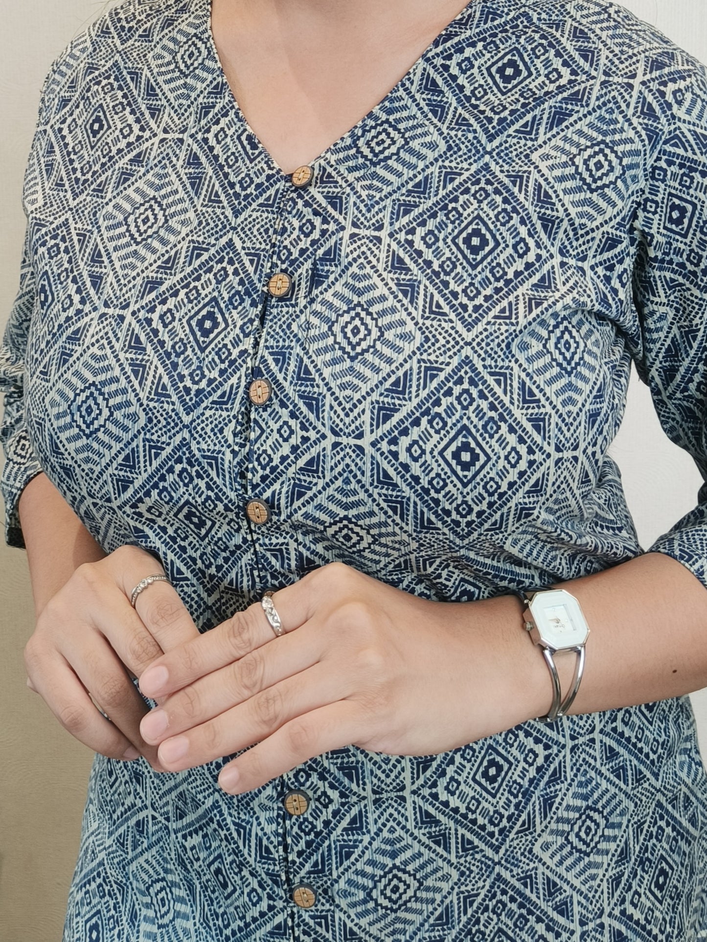 Indigo Geometric Print Shirt
