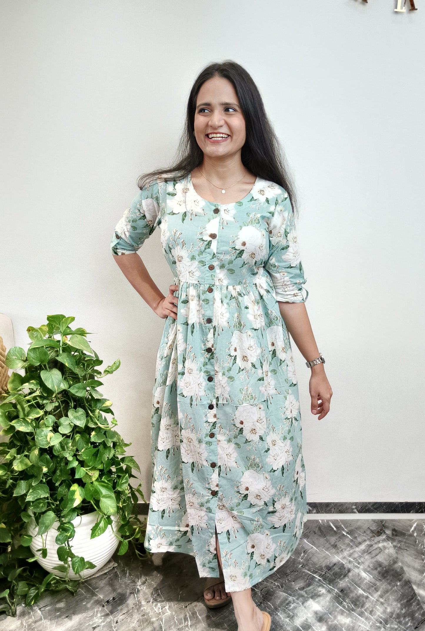 "Kavya" Floral Printed Pure Cotton Dress