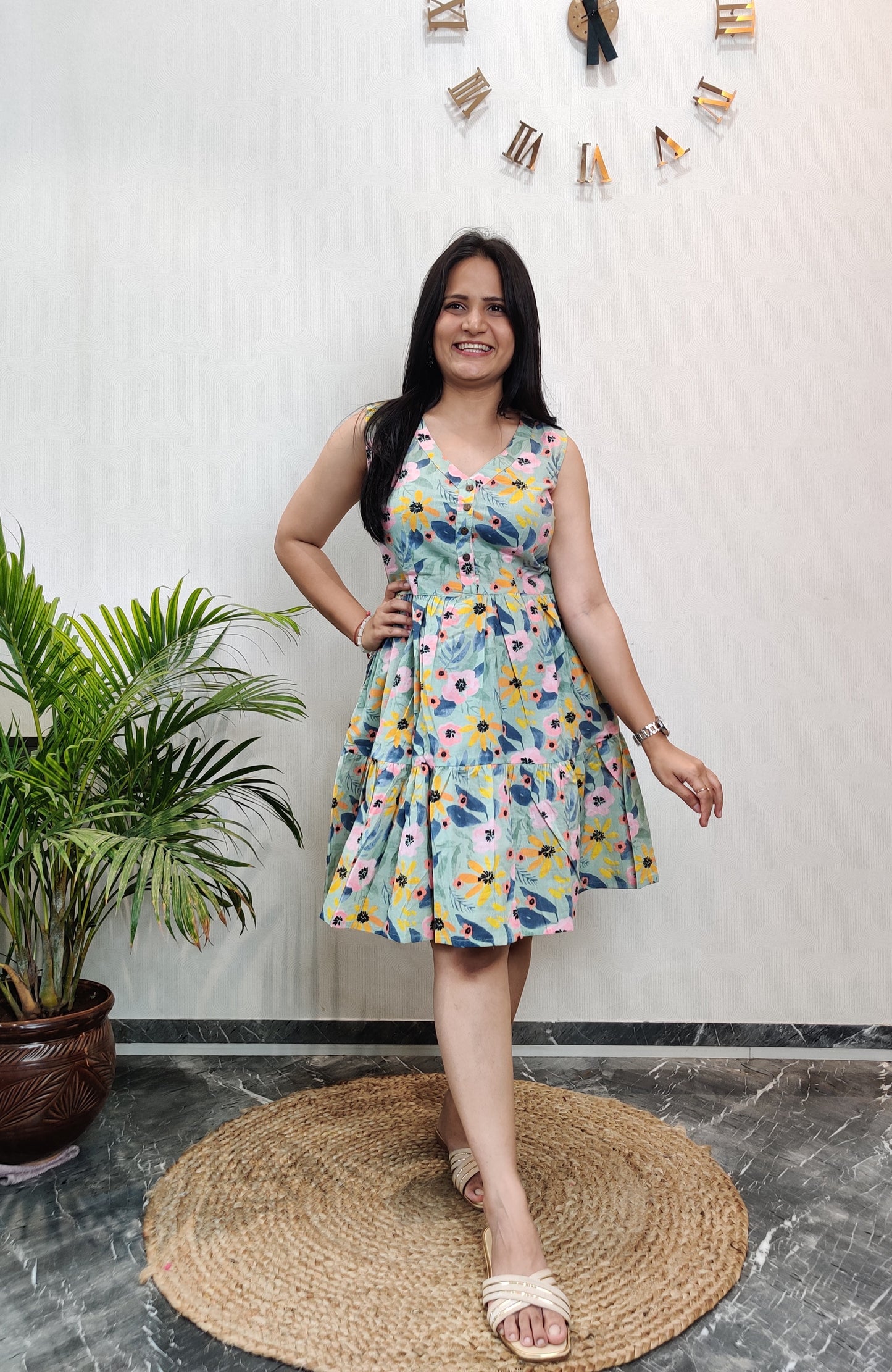 "Keya" Cute Floral Pure Cotton Dress