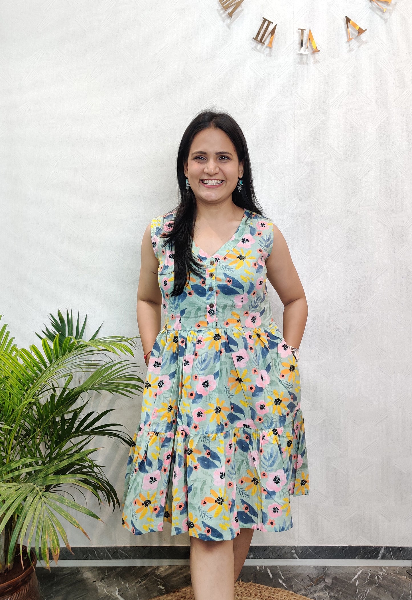 "Keya" Cute Floral Pure Cotton Dress