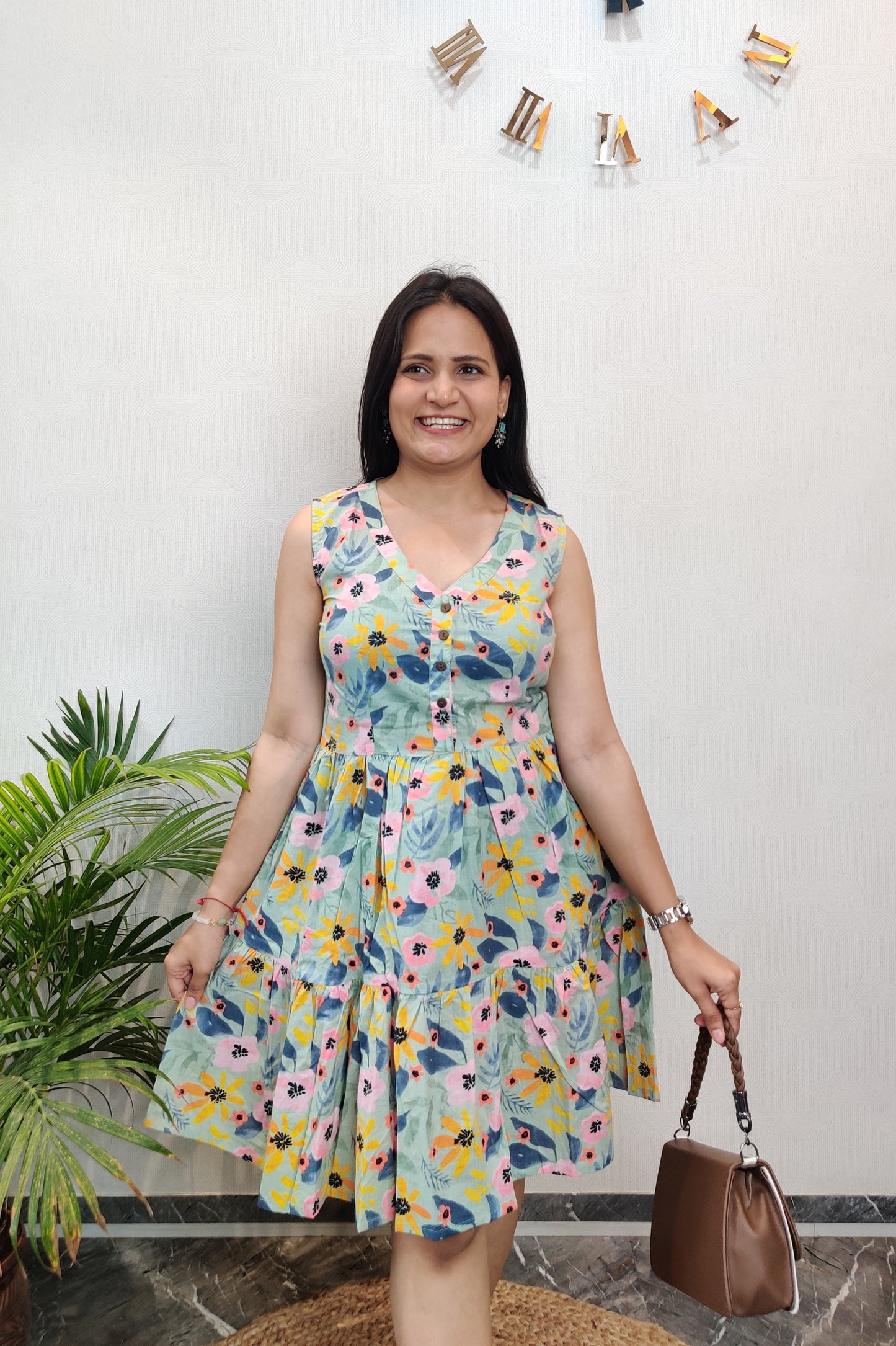 "Keya" Cute Floral Pure Cotton Dress