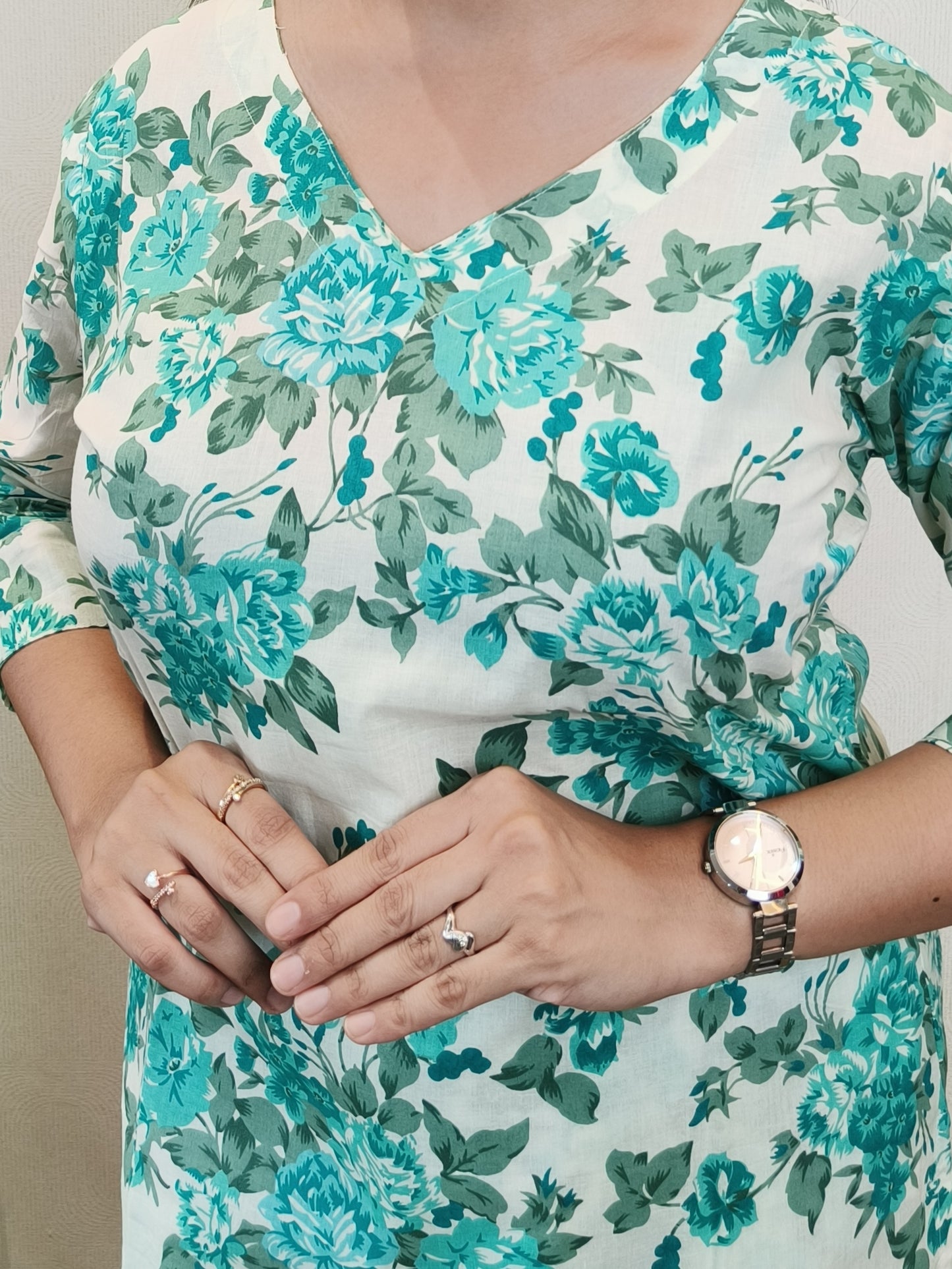 Leaf Green Floral Pure Cotton Co-ord Set