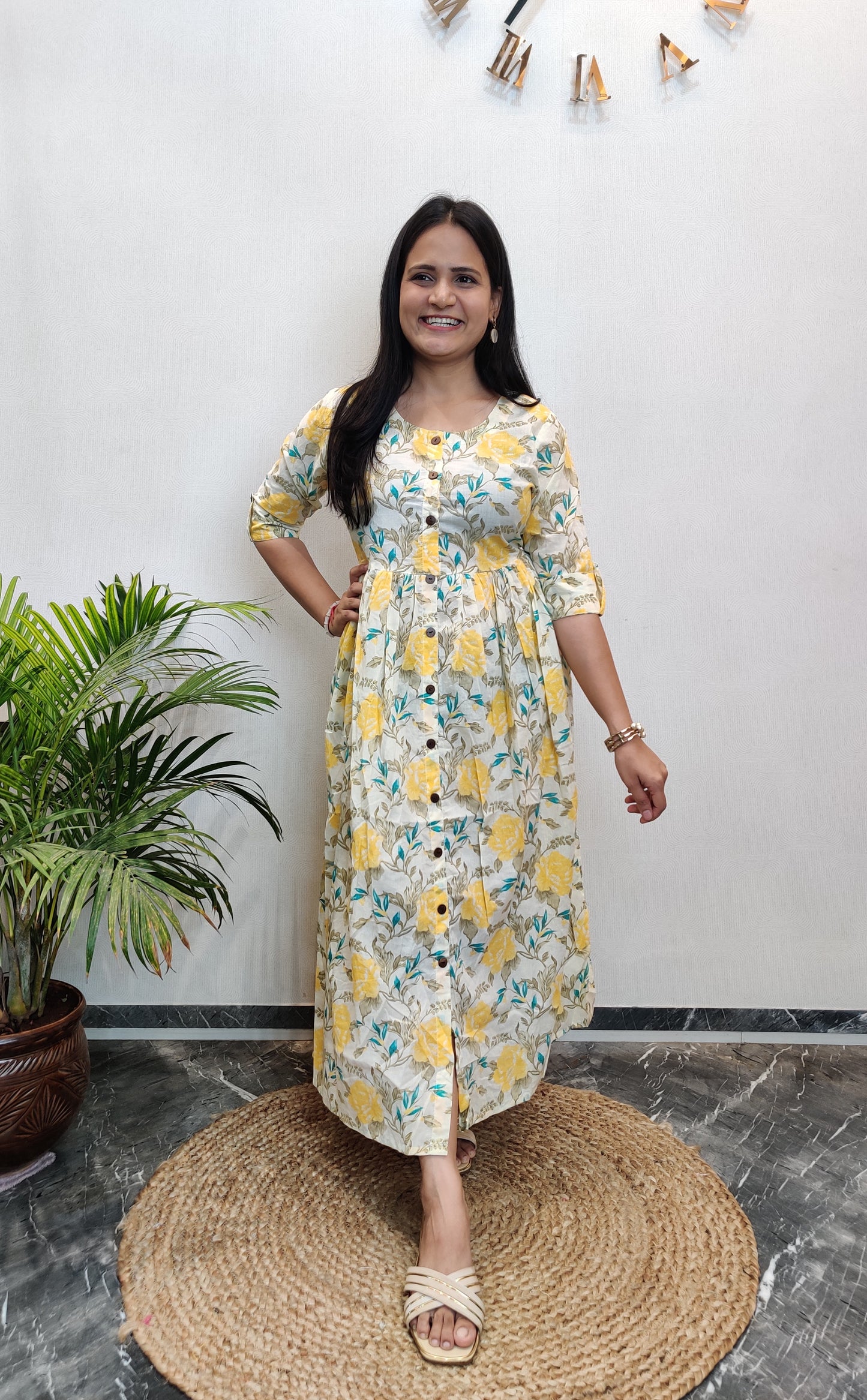 "Lekha" Floral Pure Cotton Summer Dress