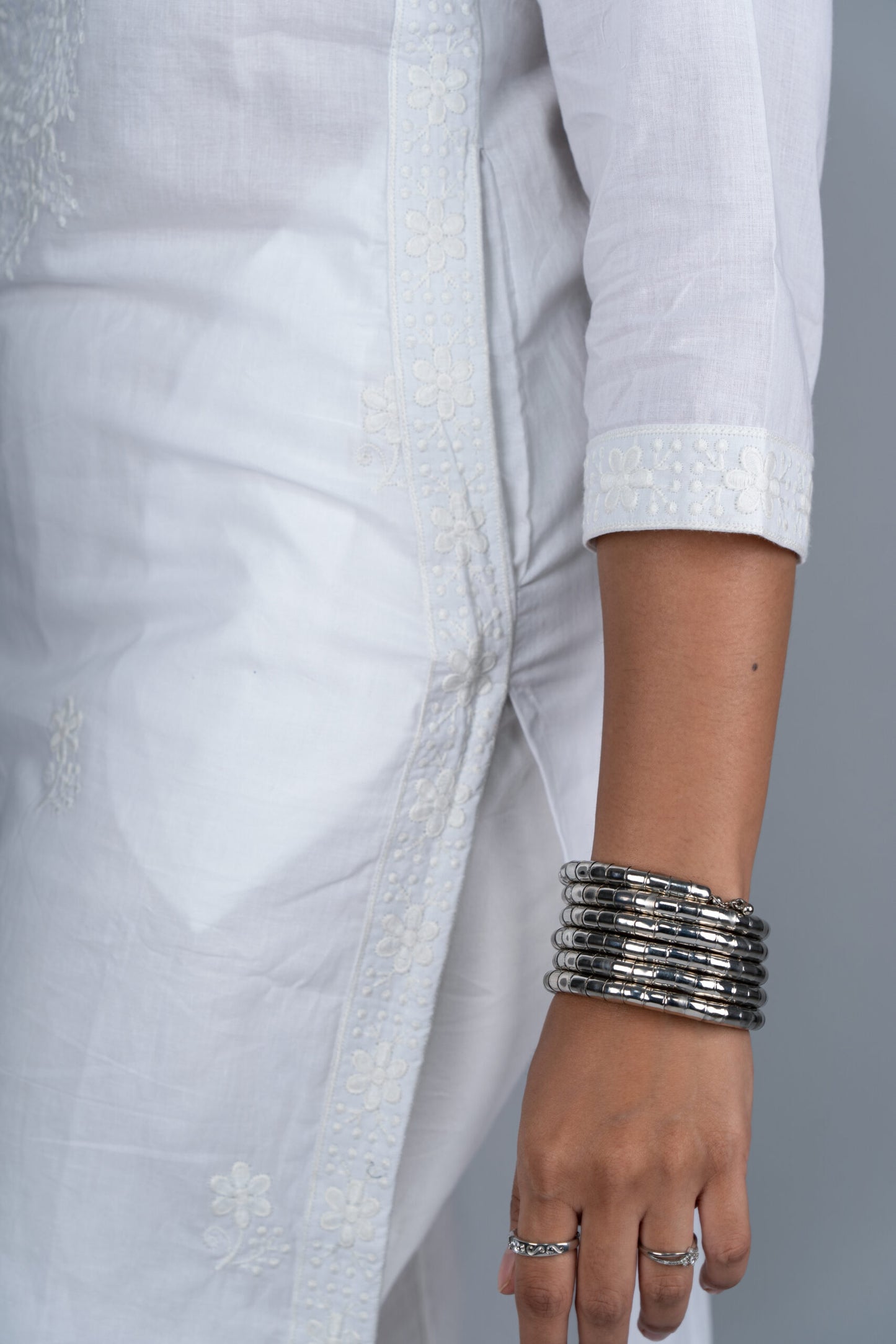 Lily White Chikankari Long Kurta