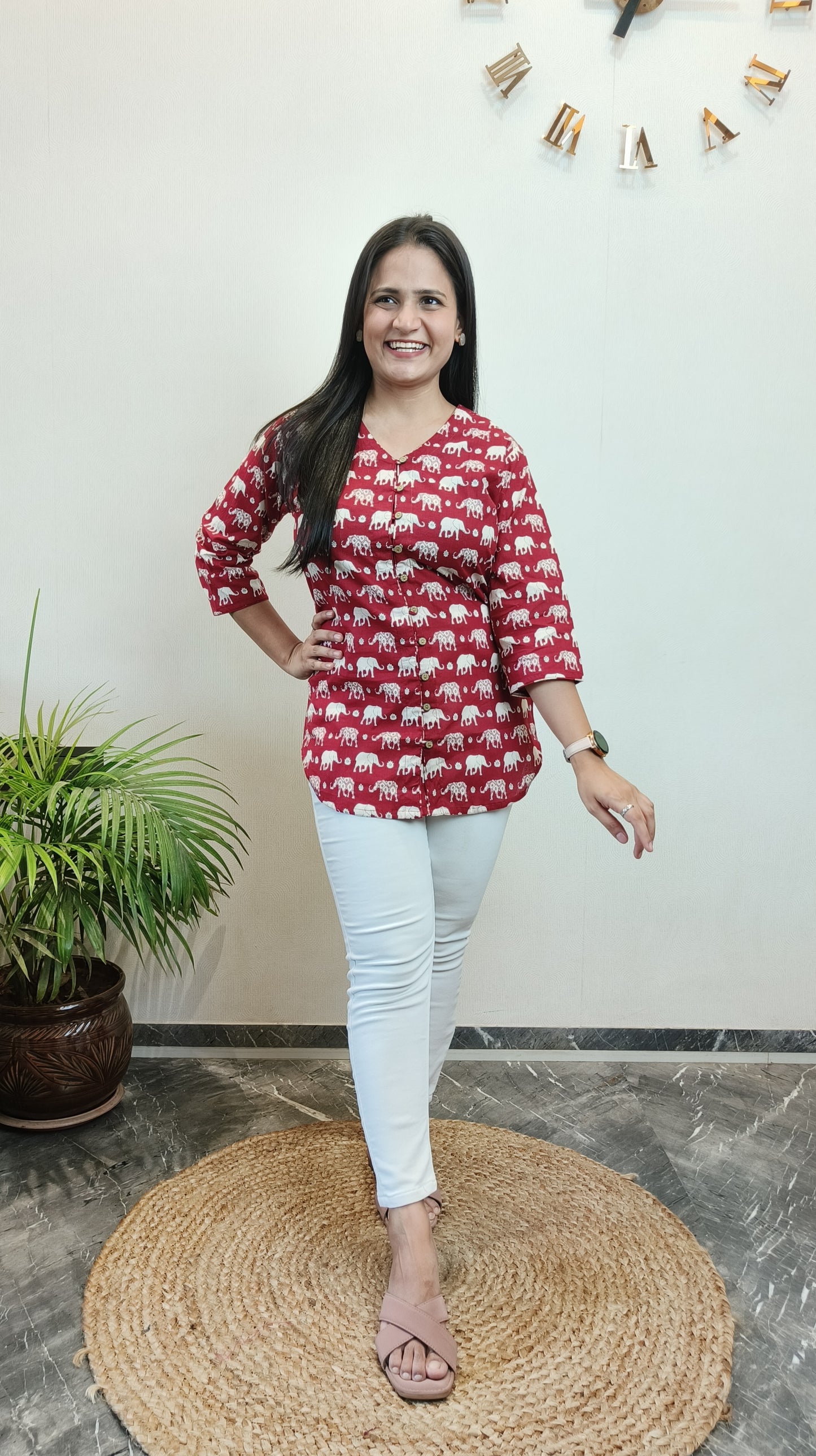 Maroon Ele Printed Shirt