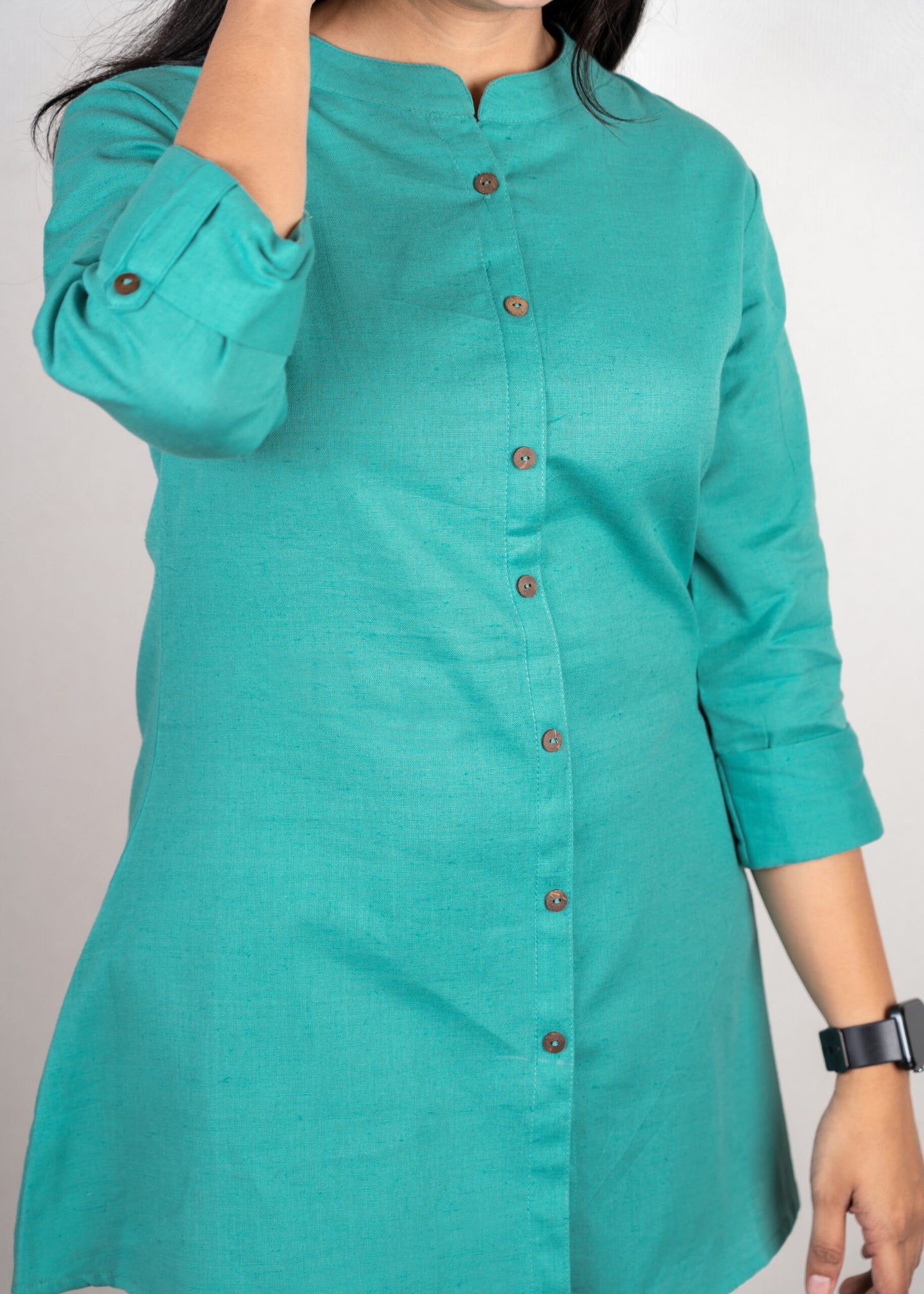 Sea Green Cotton Flex Short Kurta