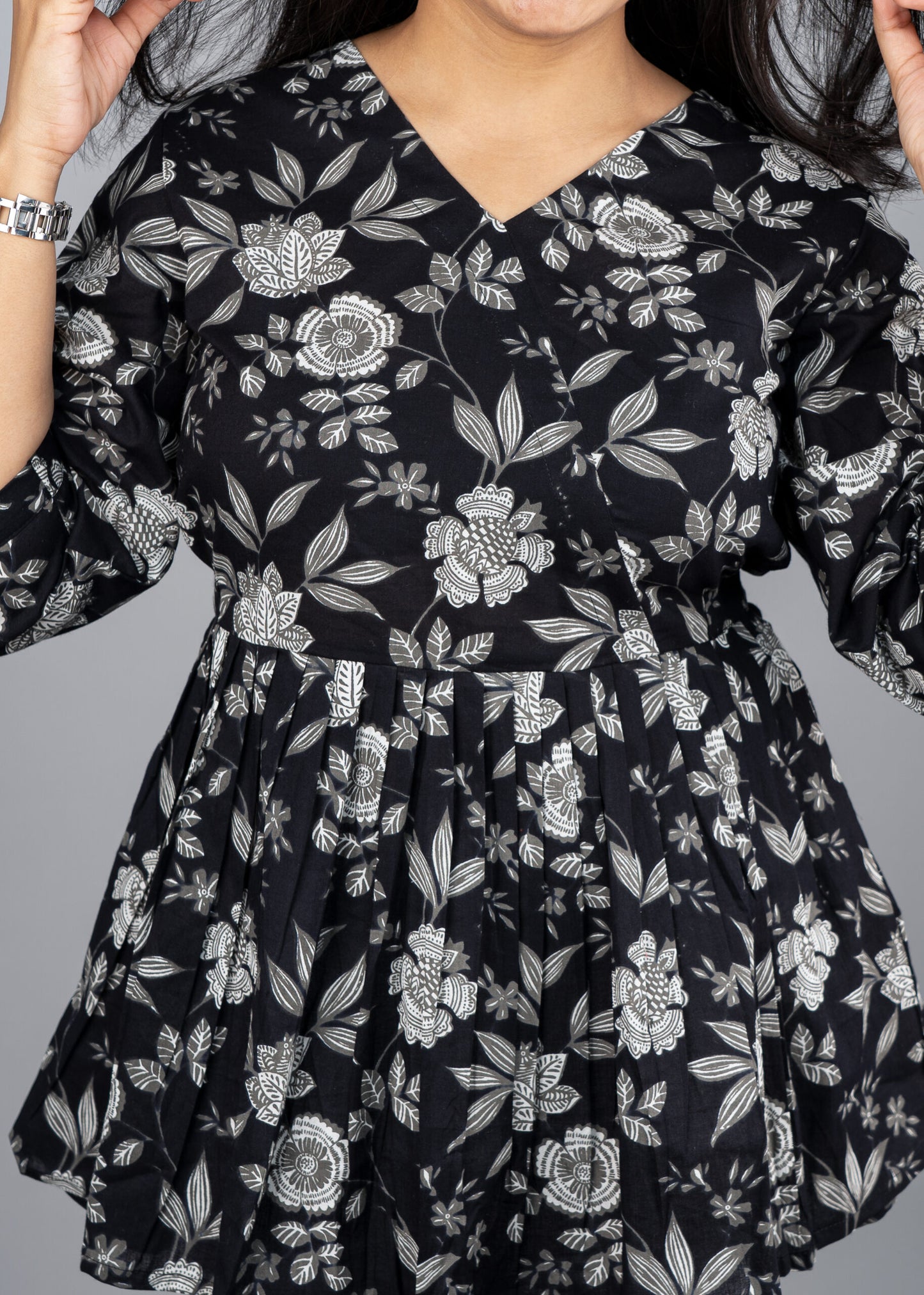 Midnight Black Floral Peplum Top
