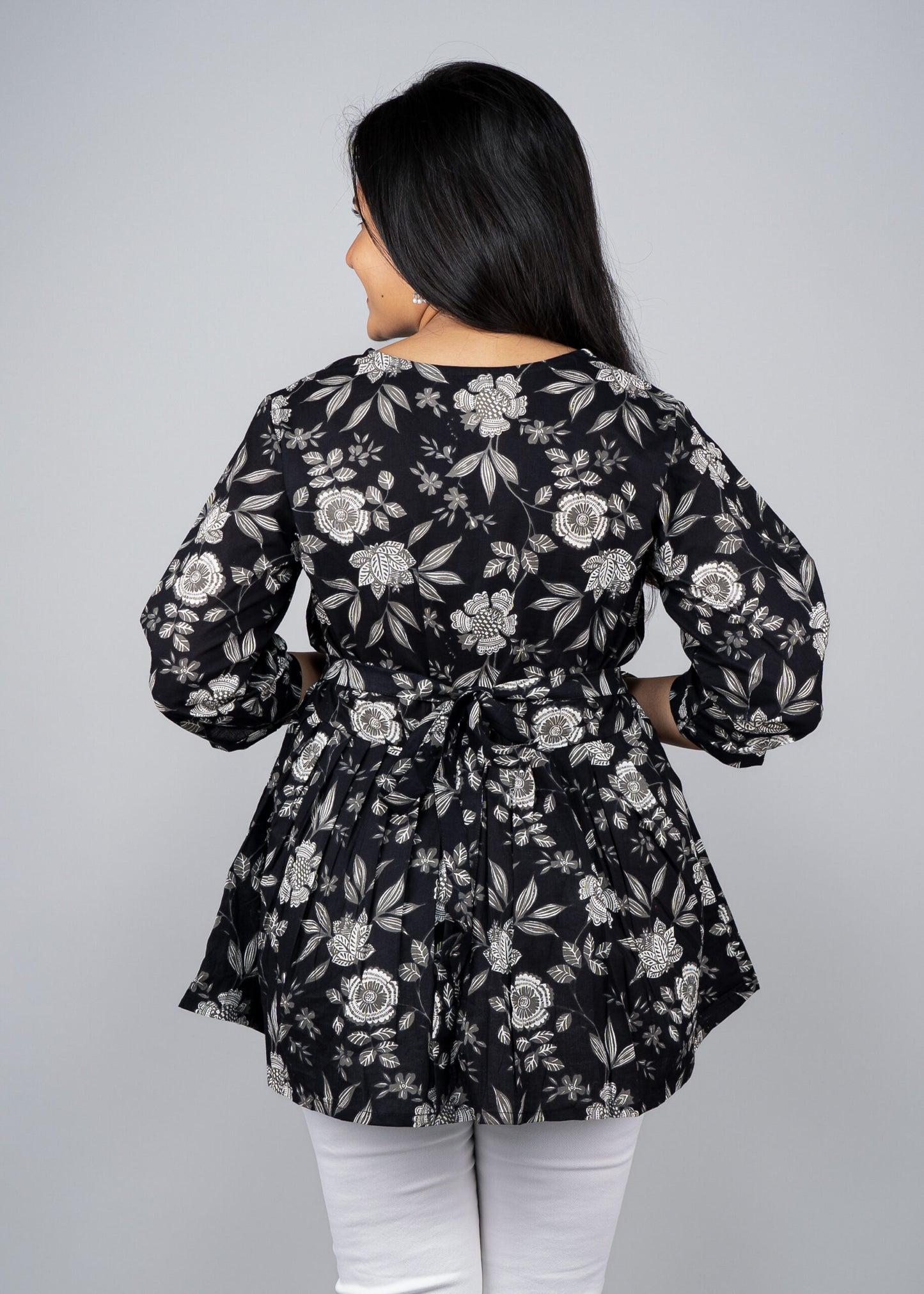 Midnight Black Floral Peplum Top
