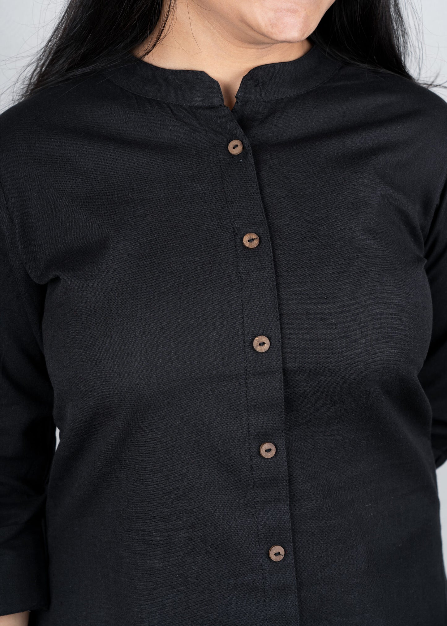 Midnight Black Cotton Flex Short Kurta