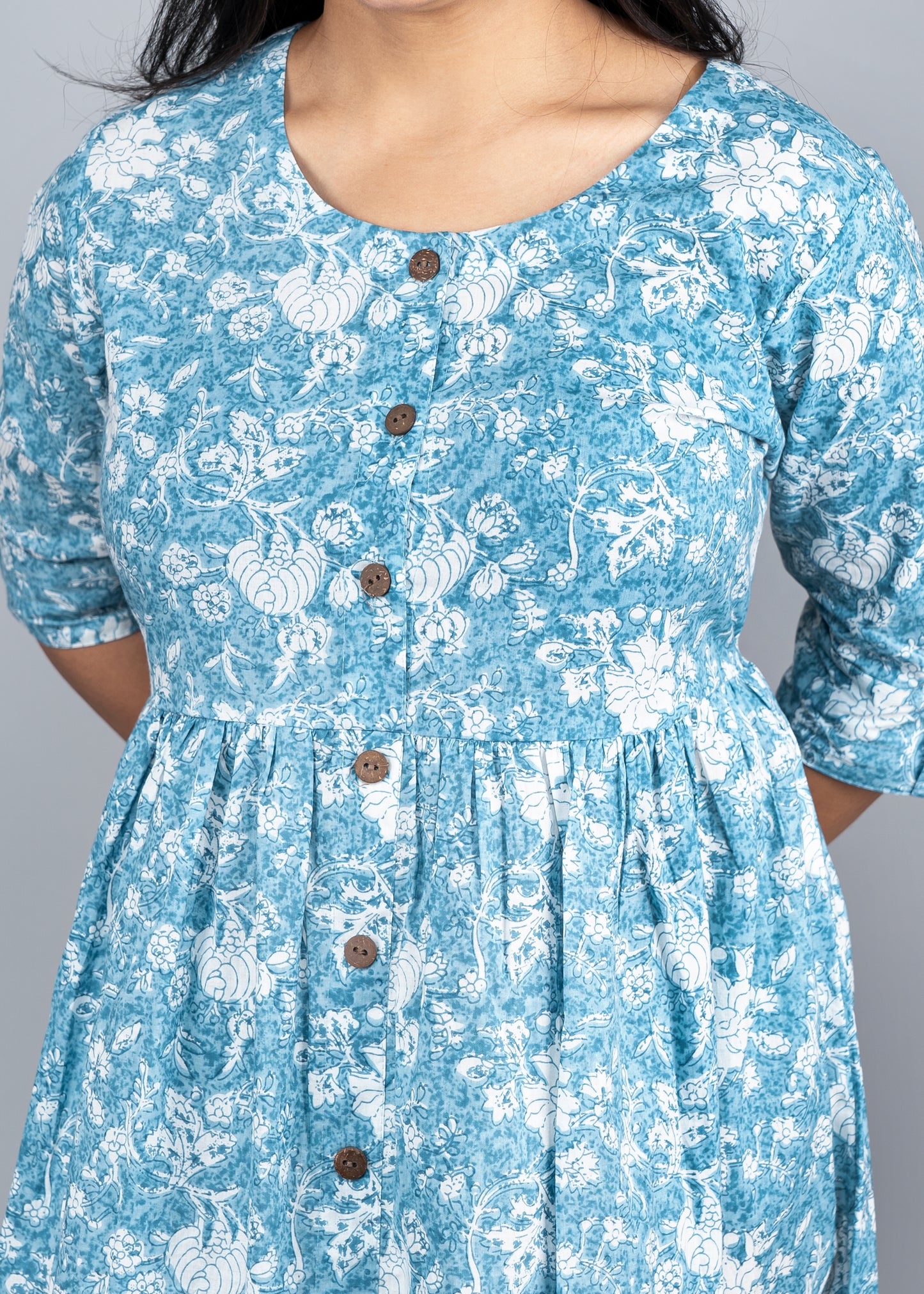 "Mira" Floral Printed Pure Cotton Dress