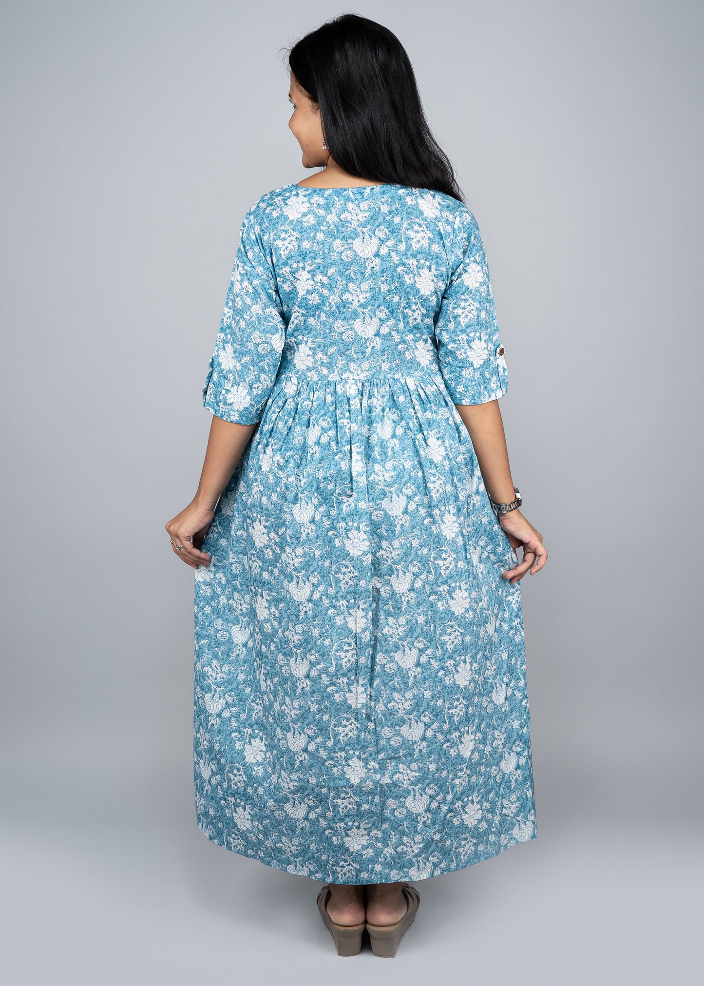 "Mira" Floral Printed Pure Cotton Dress