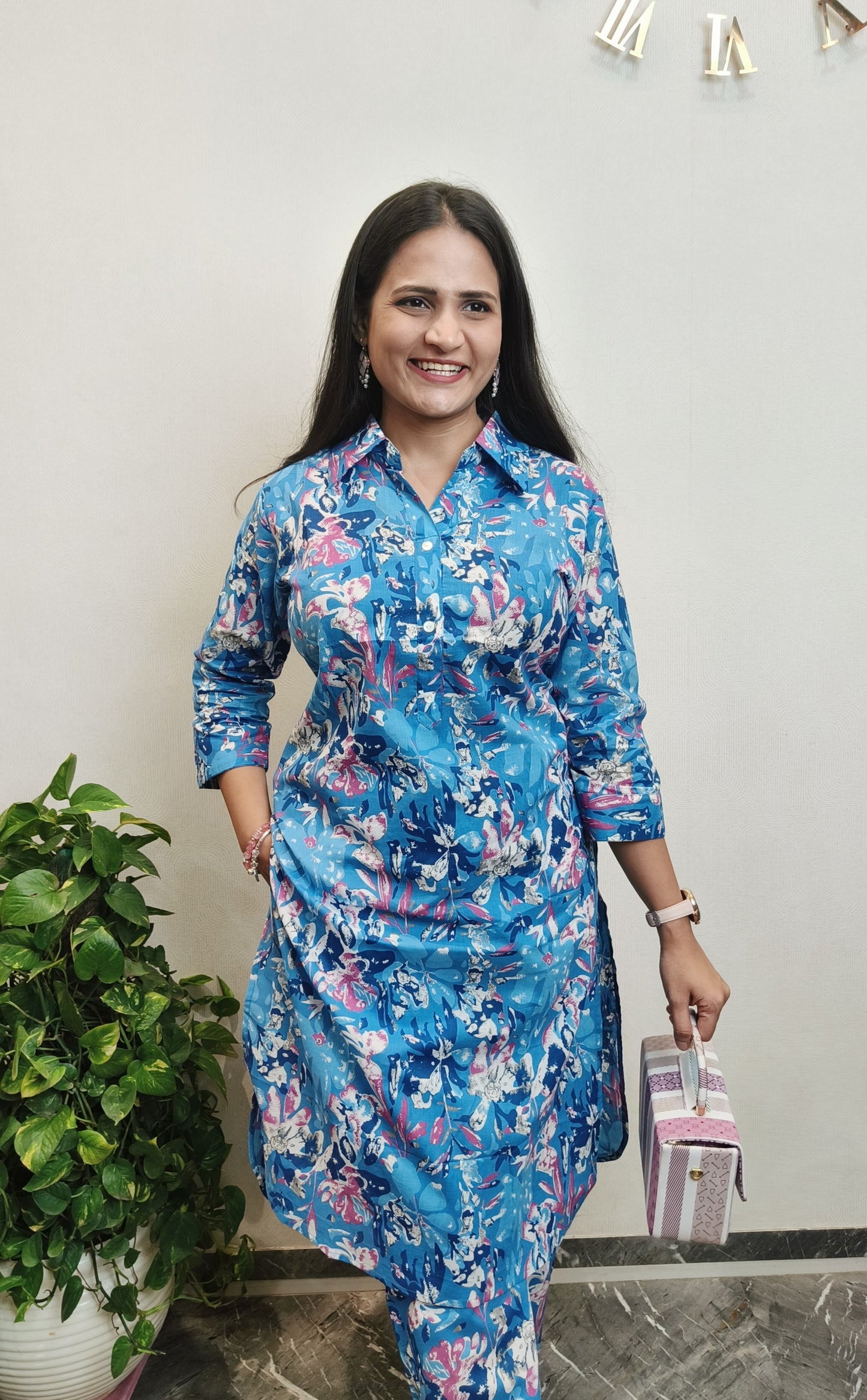 Modern Blue Floral Co-ord Set