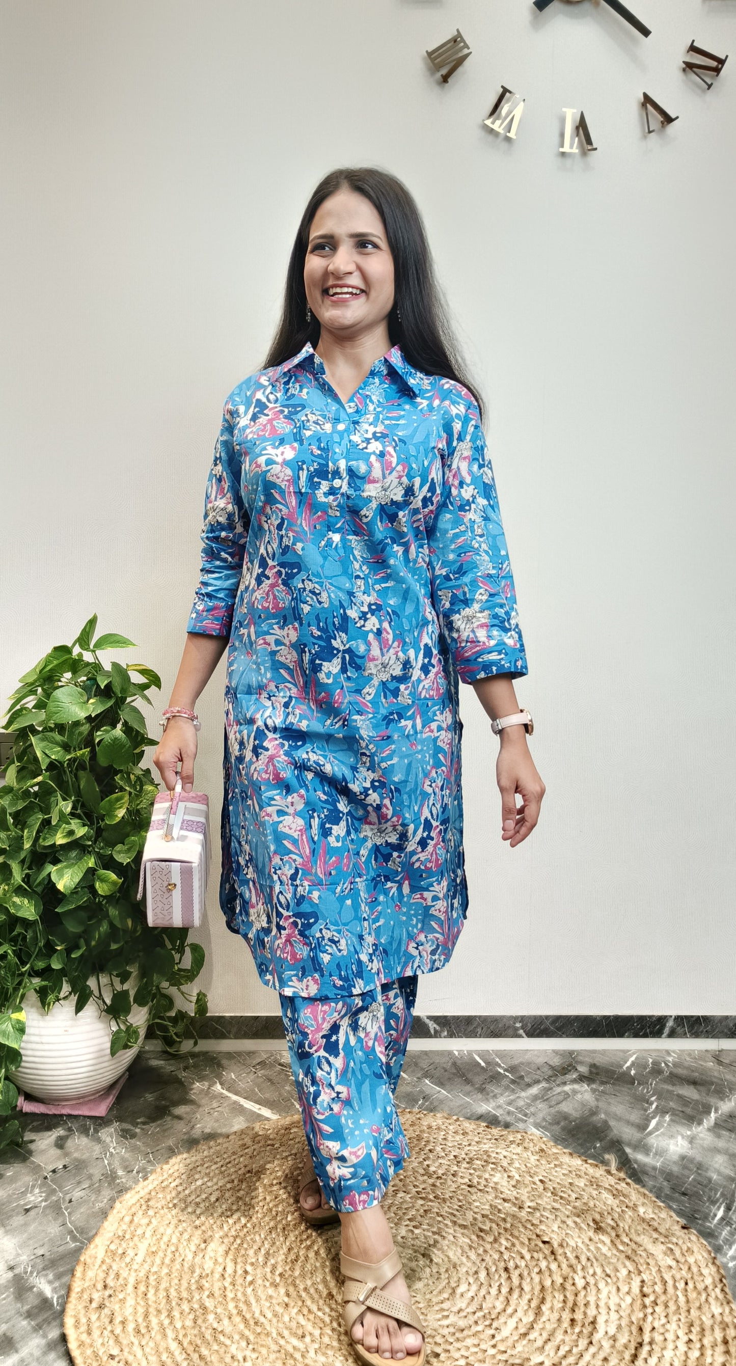 Modern Blue Floral Co-ord Set