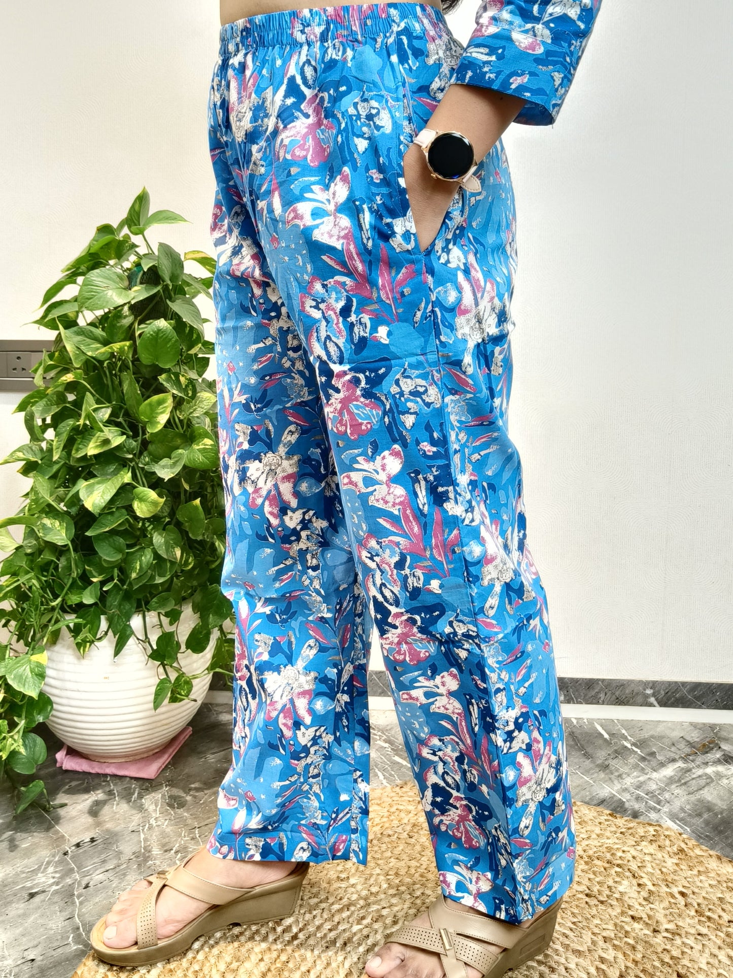 Modern Blue Floral Co-ord Set