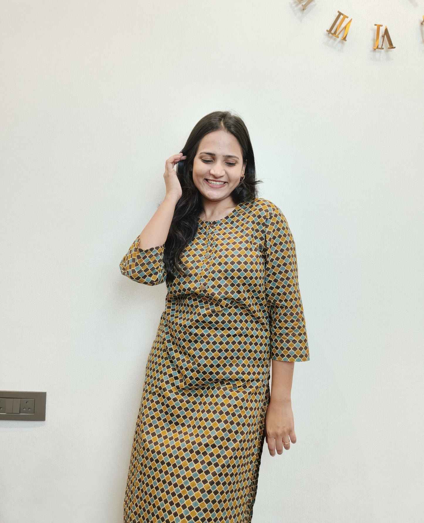 Mustard brown kurta pant set
