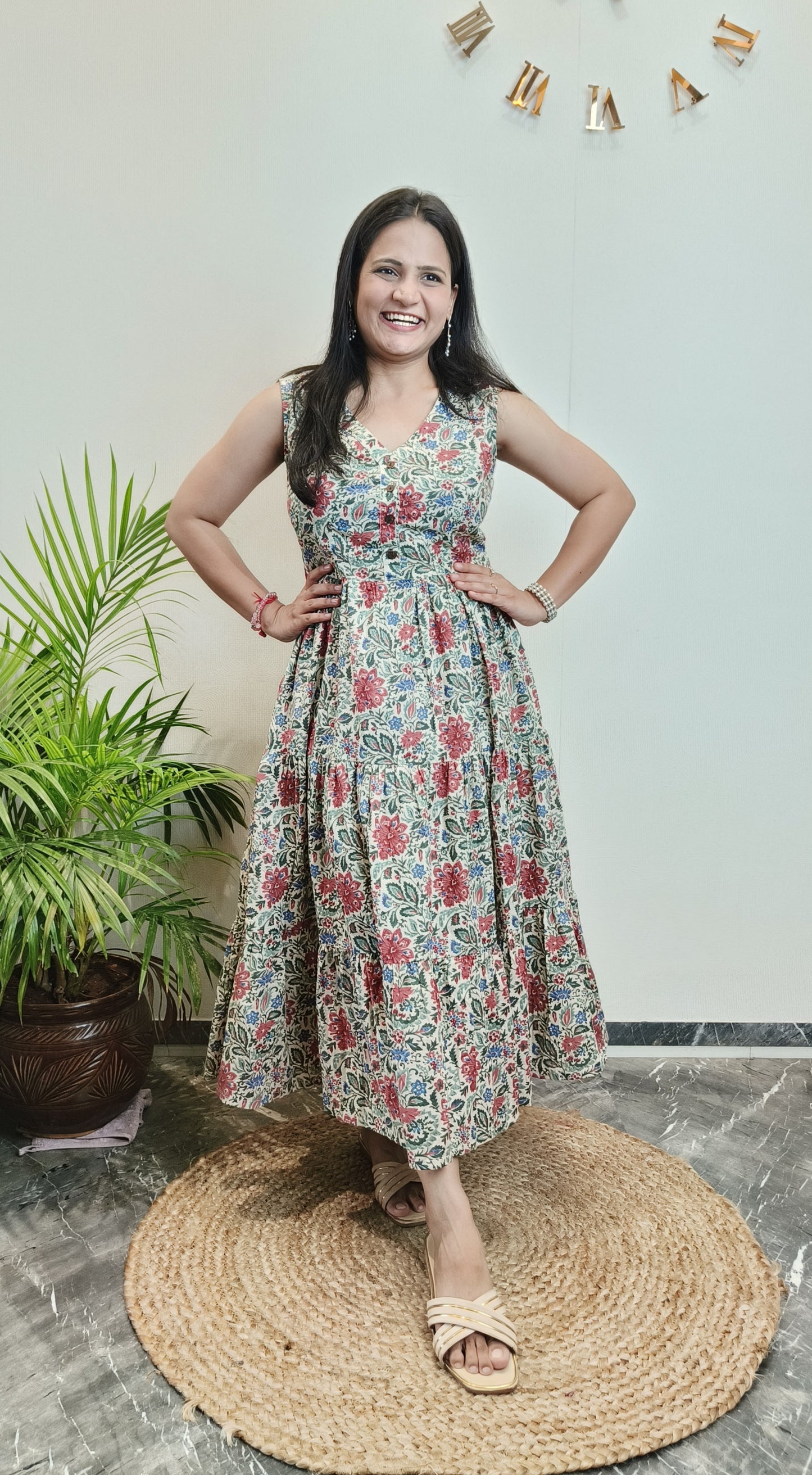 "Nayan" Floral Summer Pure Cotton Dress