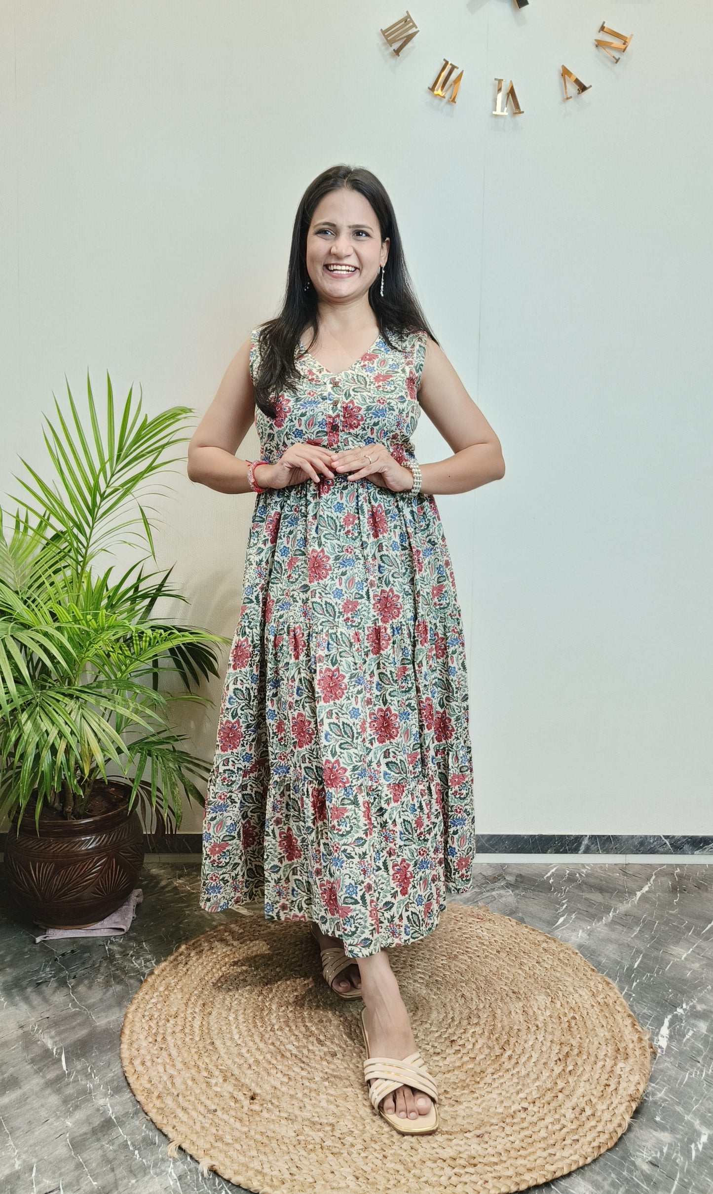 "Nayan" Floral Summer Pure Cotton Dress