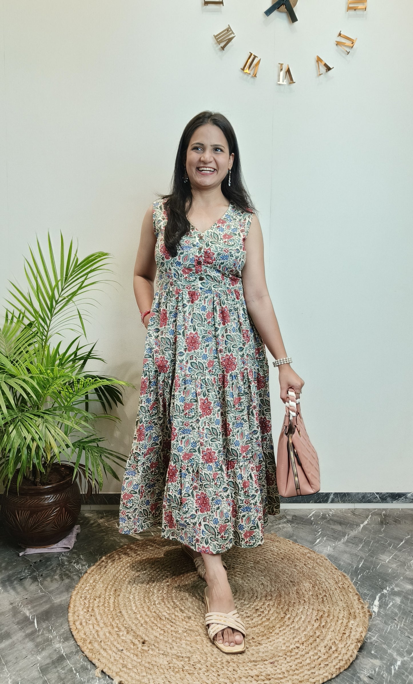 "Nayan" Floral Summer Pure Cotton Dress